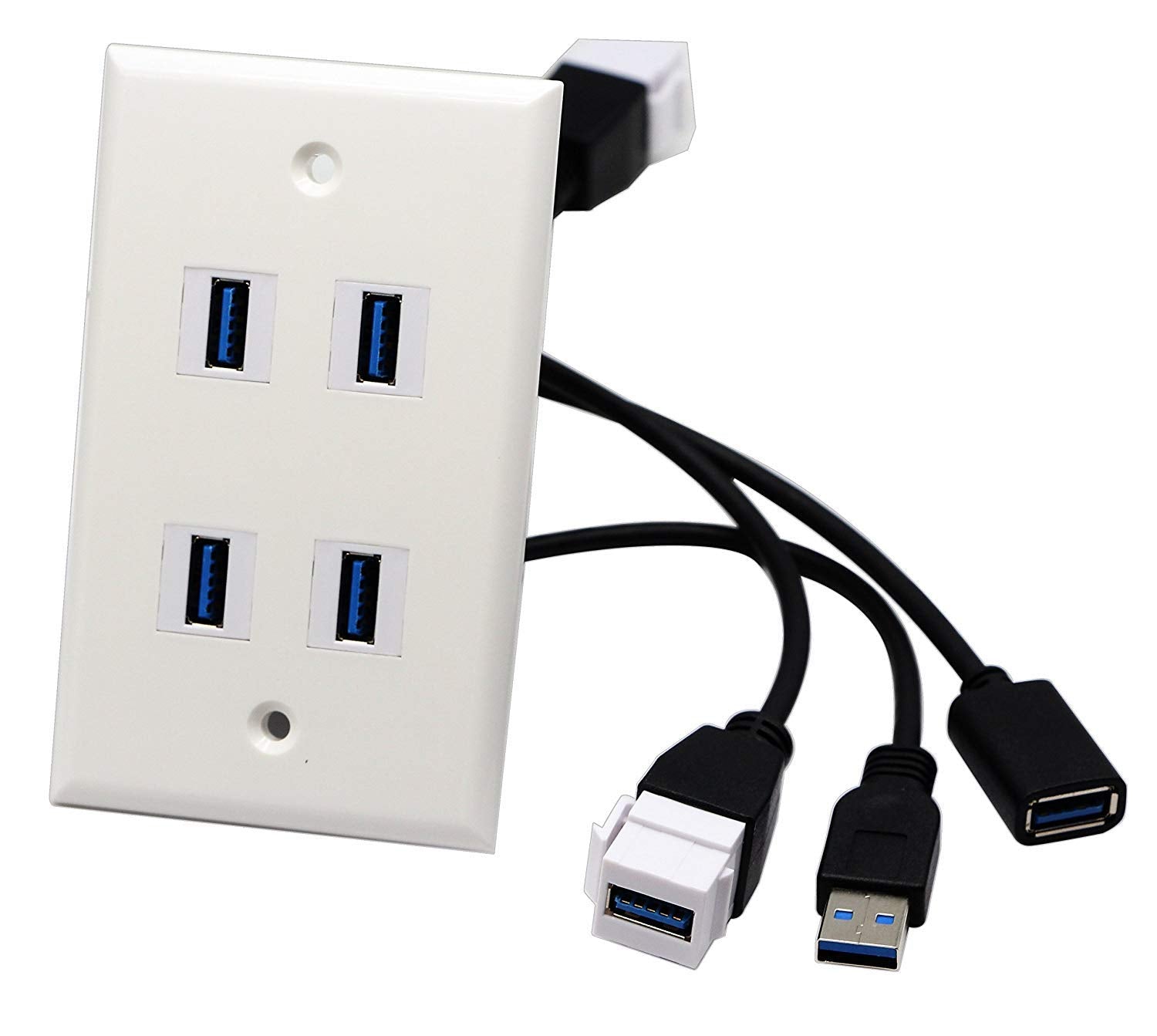 Usb 3.0 Keystone Jack Inserts Cable, Haokiang Usb 3.0 A Female To Usb A 3.0 Male Keystone Insert Wall Plate Outlet Panel Adapters Connector Cable 20Cm/8Inch (Usb3.0 M/F)