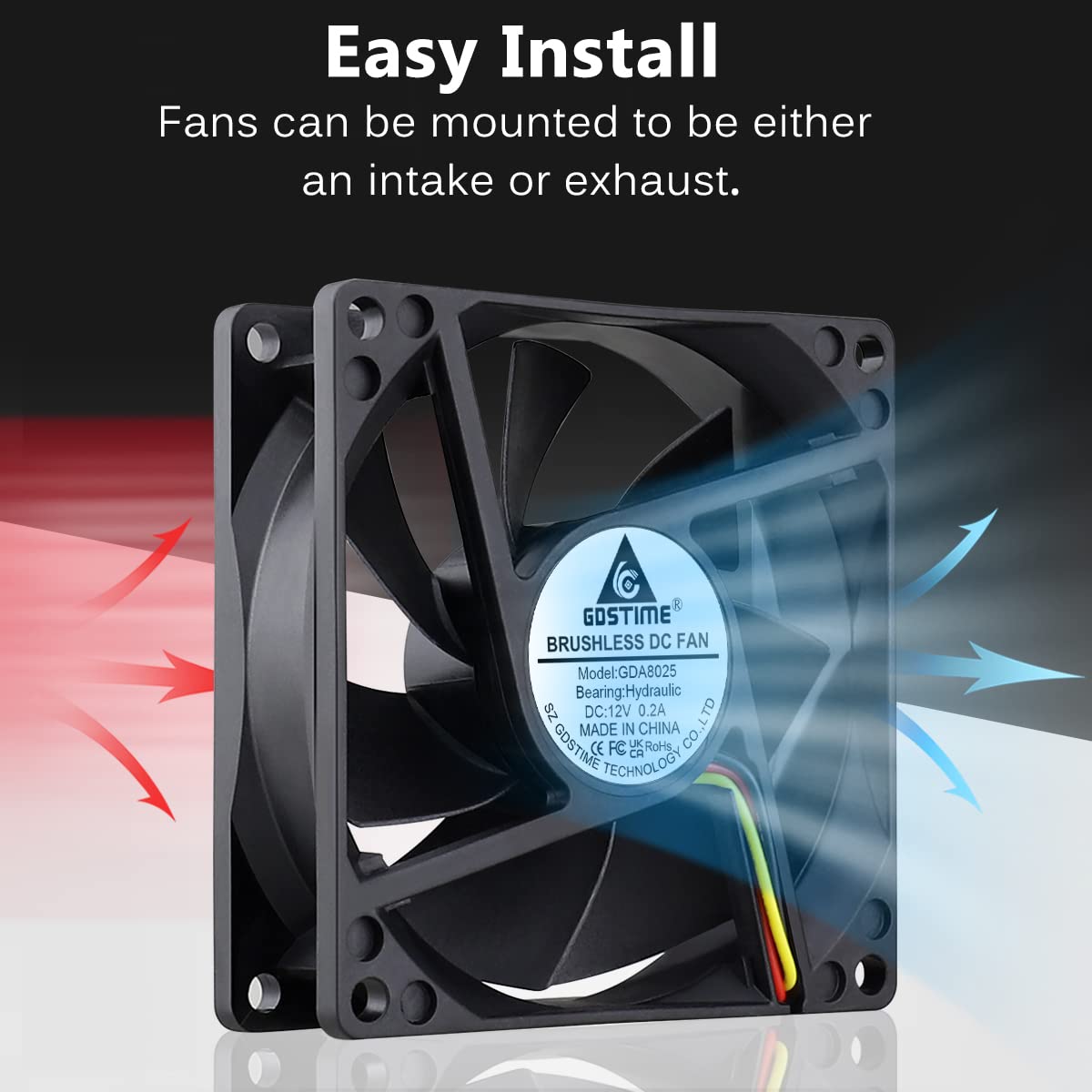 Gdstime 80Mm 8Cm Cpu Fan, 80Mm X 25Mm Brushless Dc 12V 3Pin Brushless Pc Computer Case Cooling Fan