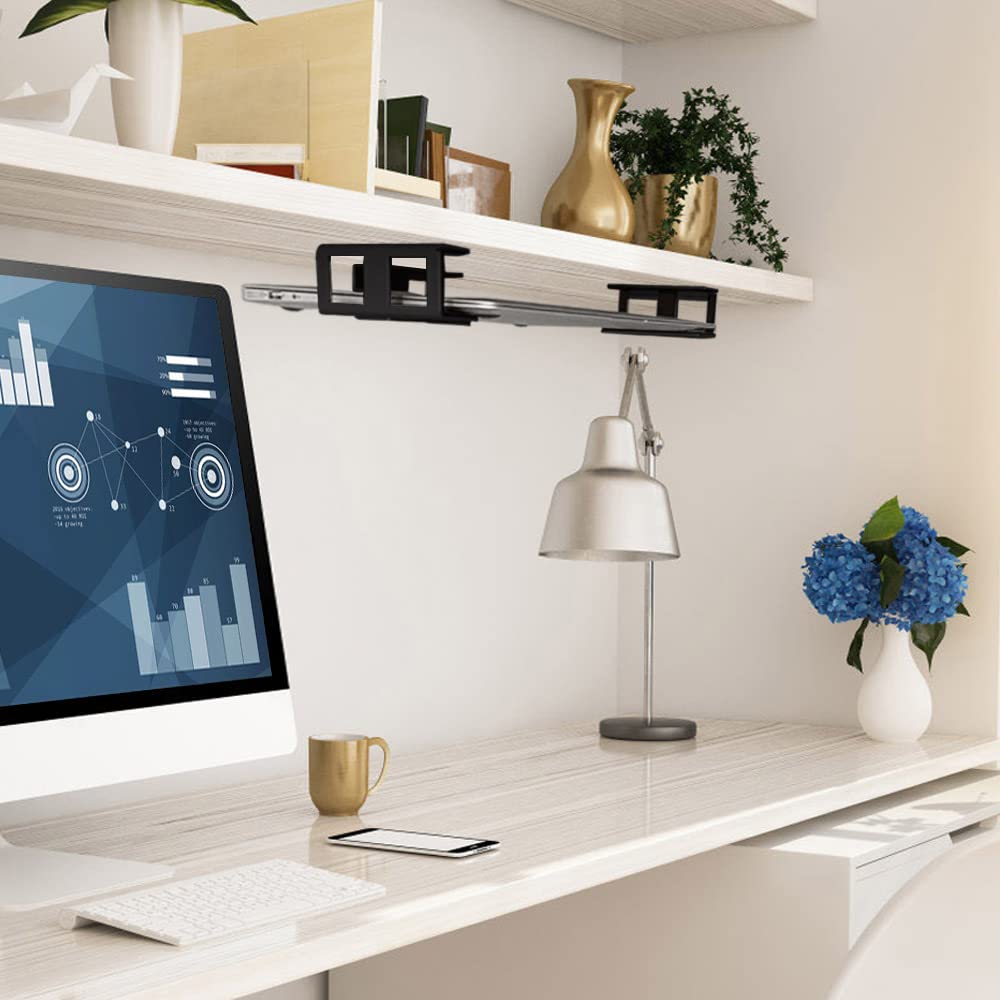 Ifcase Under Desk Laptop Mount With Adhesive & Screw In, Hard Aluminum Under Desk Shelf Holder For Laptop, Mac Mini, Macbook, Ke