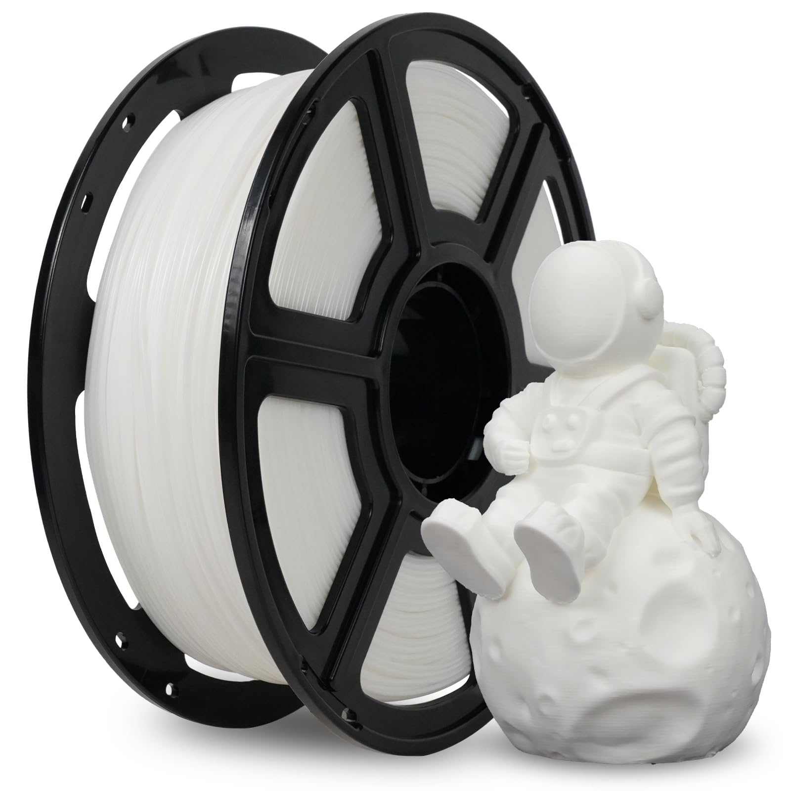 FLASHFORGE PLA Filament 1.75mm +/- 0.02mm, Matte White 3D Printer Filament 1kg (2.2lbs) Spool, Excellent Printing Performance, E