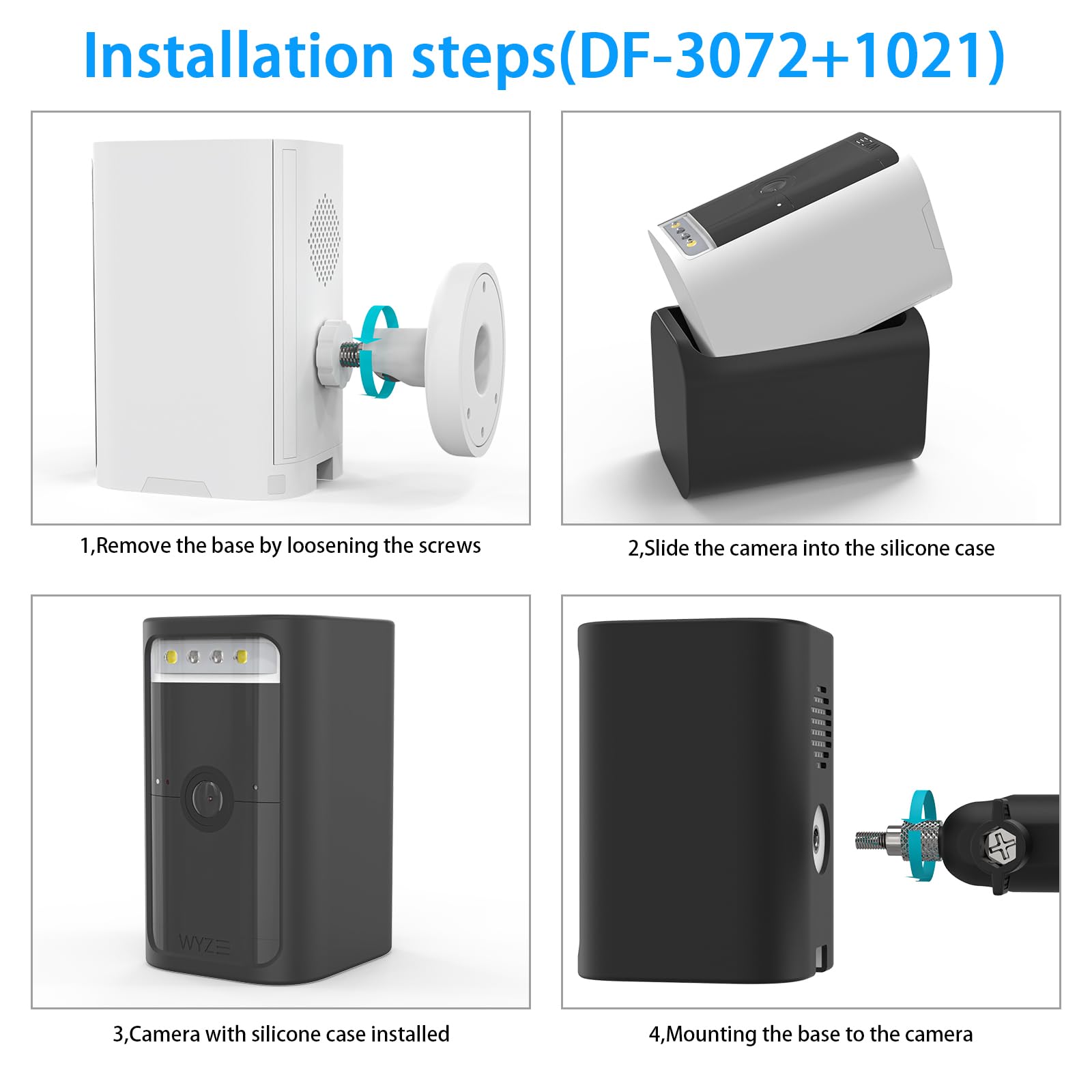 Holaca Weatherproof Silicone Skin Protective Case For Wyze Spotlight Battery Cam Pro With Wall Mount Bracket   Extra Protect Wyze Camera (Anti Scratch Silicone Cover+Mounting,1 Pack)