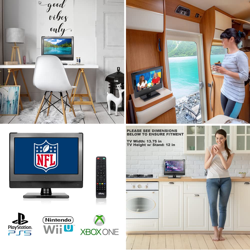 Small Flat Screen Tv   Perfect For Kitchen, 13.3 Inch Led, Watch Hdtv Anywhere For Rv, Office & More  Free Hd Local Channels Tv