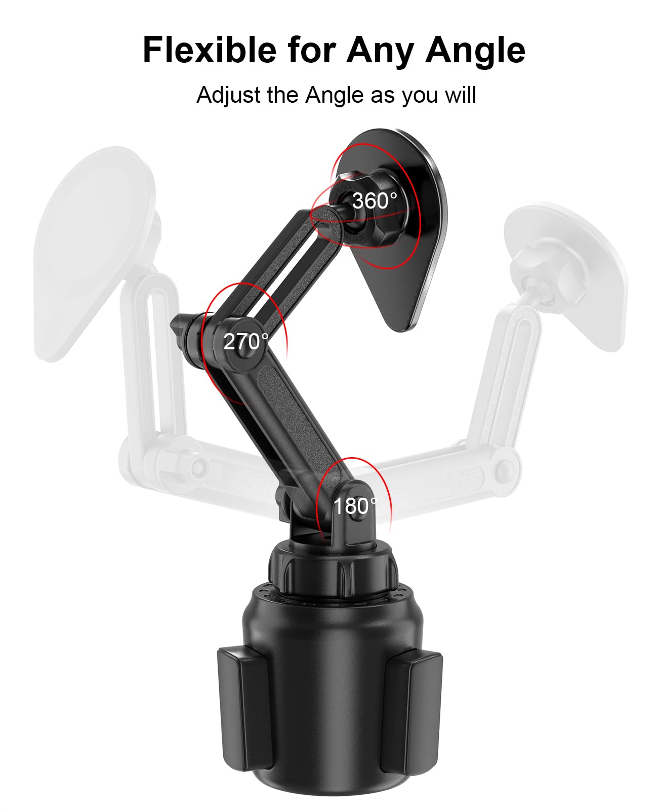 Superone Magnetic Cup Holder Phone Mount, Magsafe Car Mount Cup Holder [Super Strong Magnetic] 360� Rotation Fit For Iphone16 15 14 13 12 Pro Max Mini Magsafe Case & All Phones?Tesla Compatible?