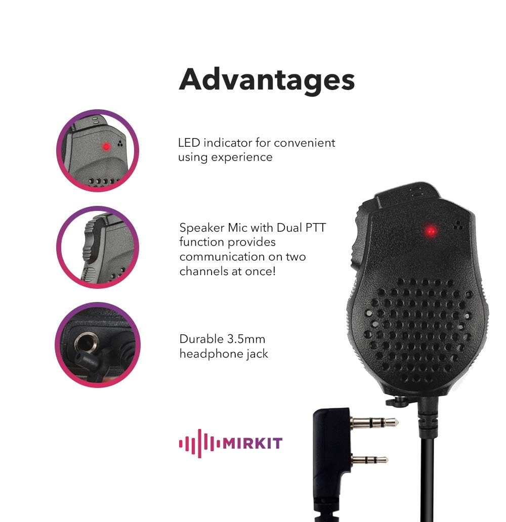 Original Baofeng Mic For Uv 82 Speaker Mic Compatible With Baofeng Radios: Uv 82Hp, Uv 82L, Uv 5R Series And All Ham Radio Dual Ptt Design With K2 Plug