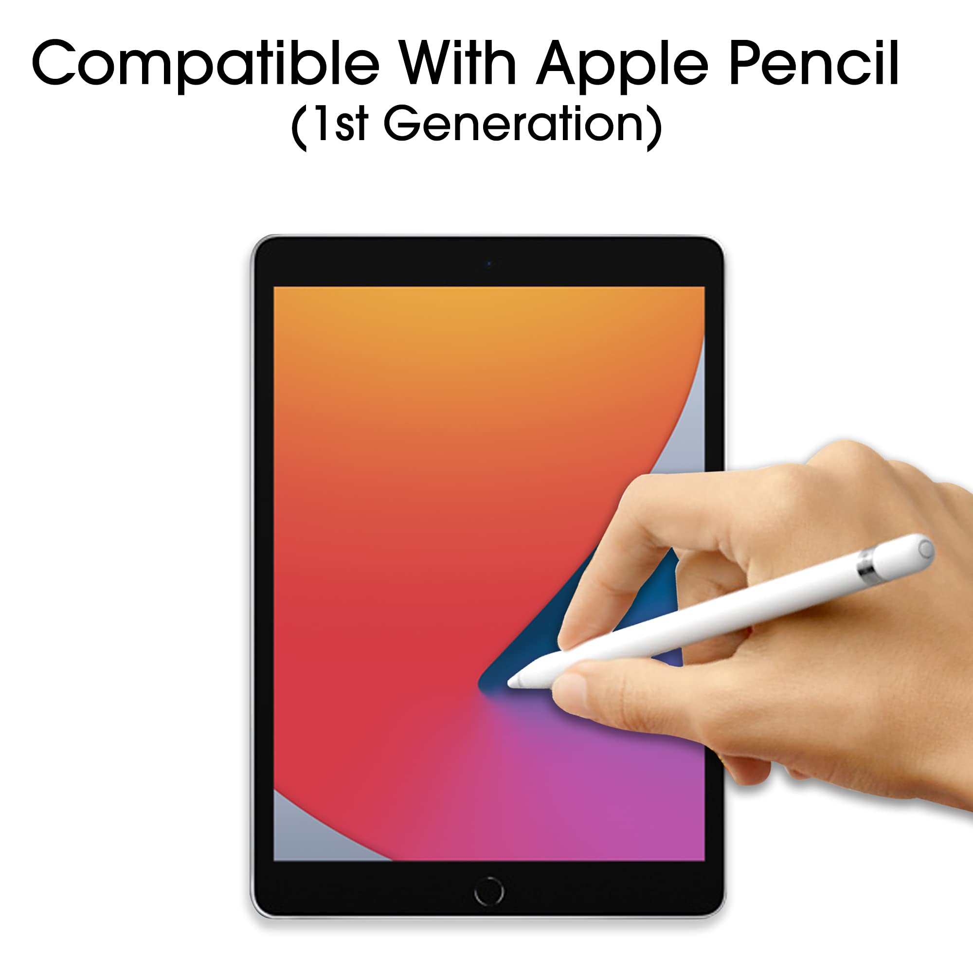 Amfilm Screen Protector For New Ipad 9 / Ipad 8 / Ipad 7, Apple Pencil Compatible, Tempered Glass, 2 Pack