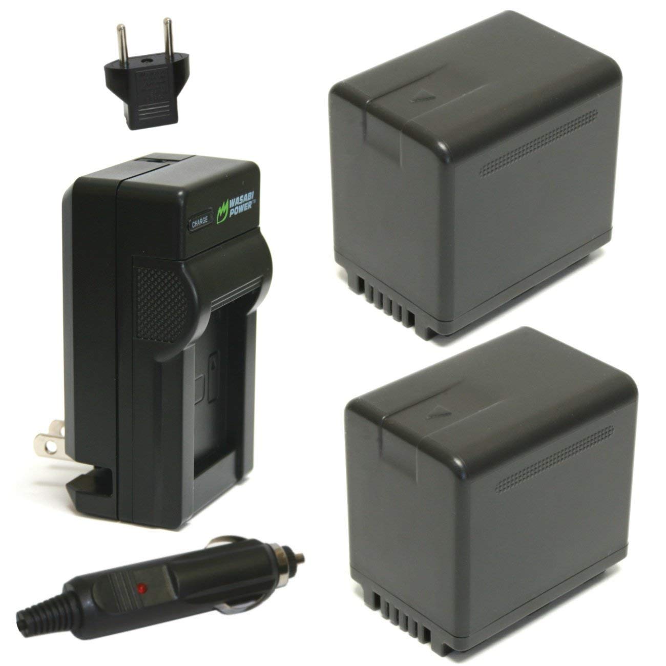 Wasabi Power Battery (2Pack) and Charger for Panasonic VWVBT380 and Panasonic HCV250, HCV380, HCV510, HCV520, HCV710, HC