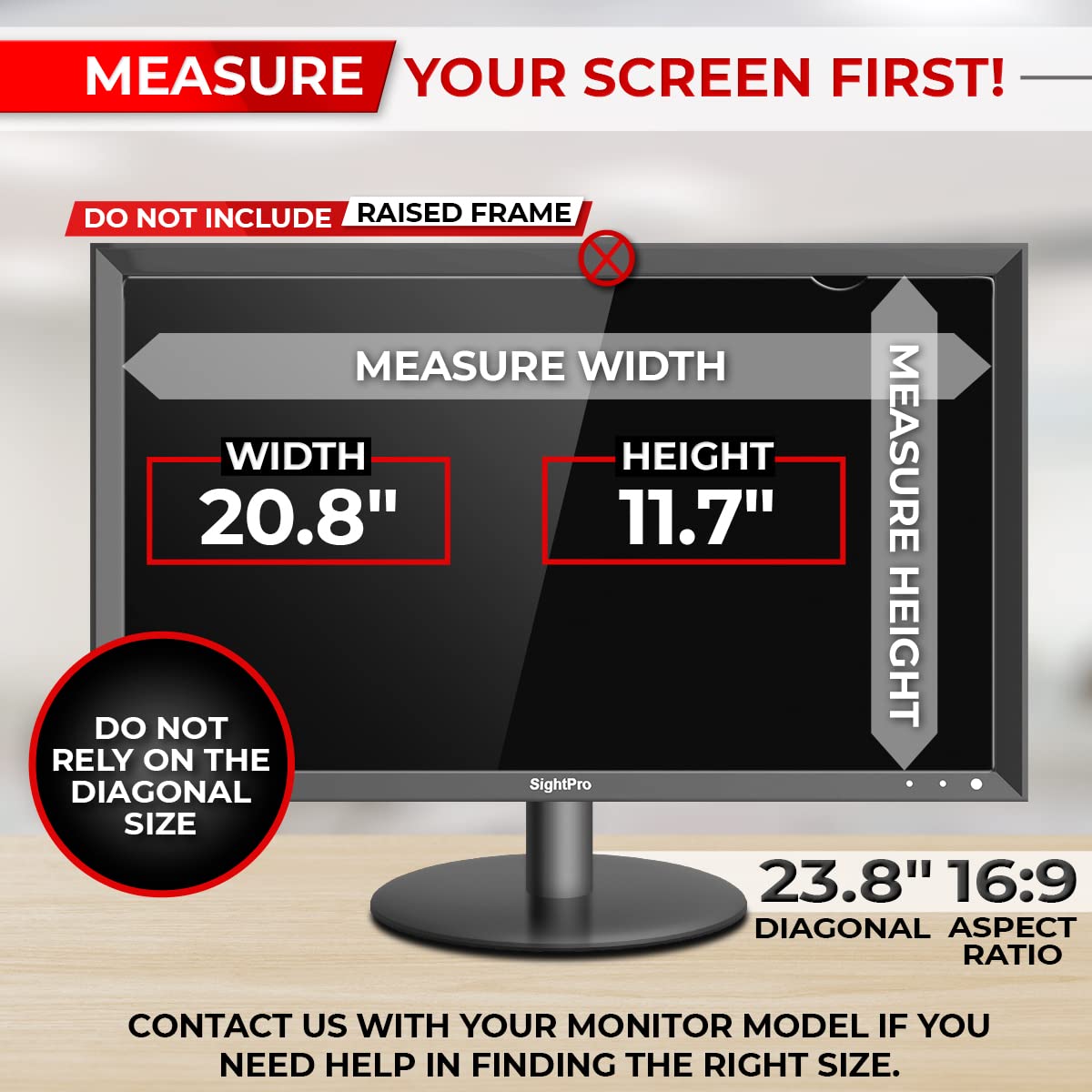 Sightpro 23.8 Inch 16:9 Computer Privacy Screen Filter For Monitor   Privacy Shield And Anti Glare Protector