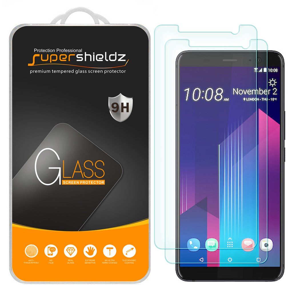 Supershieldz (2 Pack) Designed For Htc (U11 Plus) Tempered Glass Screen Protector, Anti Scratch, Bubble Free