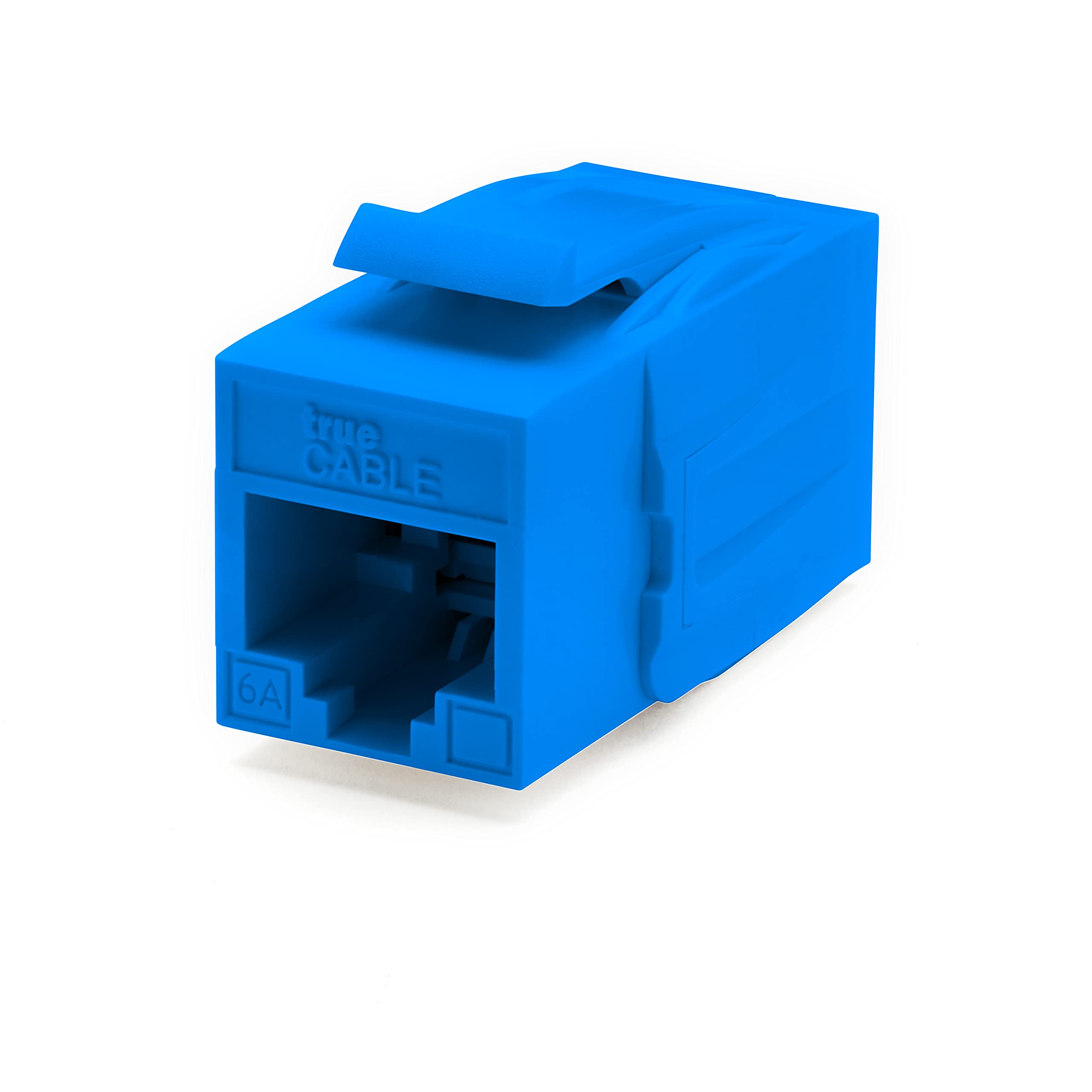 Truecable Cat6A Keystone Jack Coupler, Unshielded (Utp), Poe++ (4Ppoe), Ul Listed, Etl Verified, Ansi/Tia 568 2.D Cat 6A Performance Compliant, Female To Female Rj45 Couplers, Blue, 2 Pack