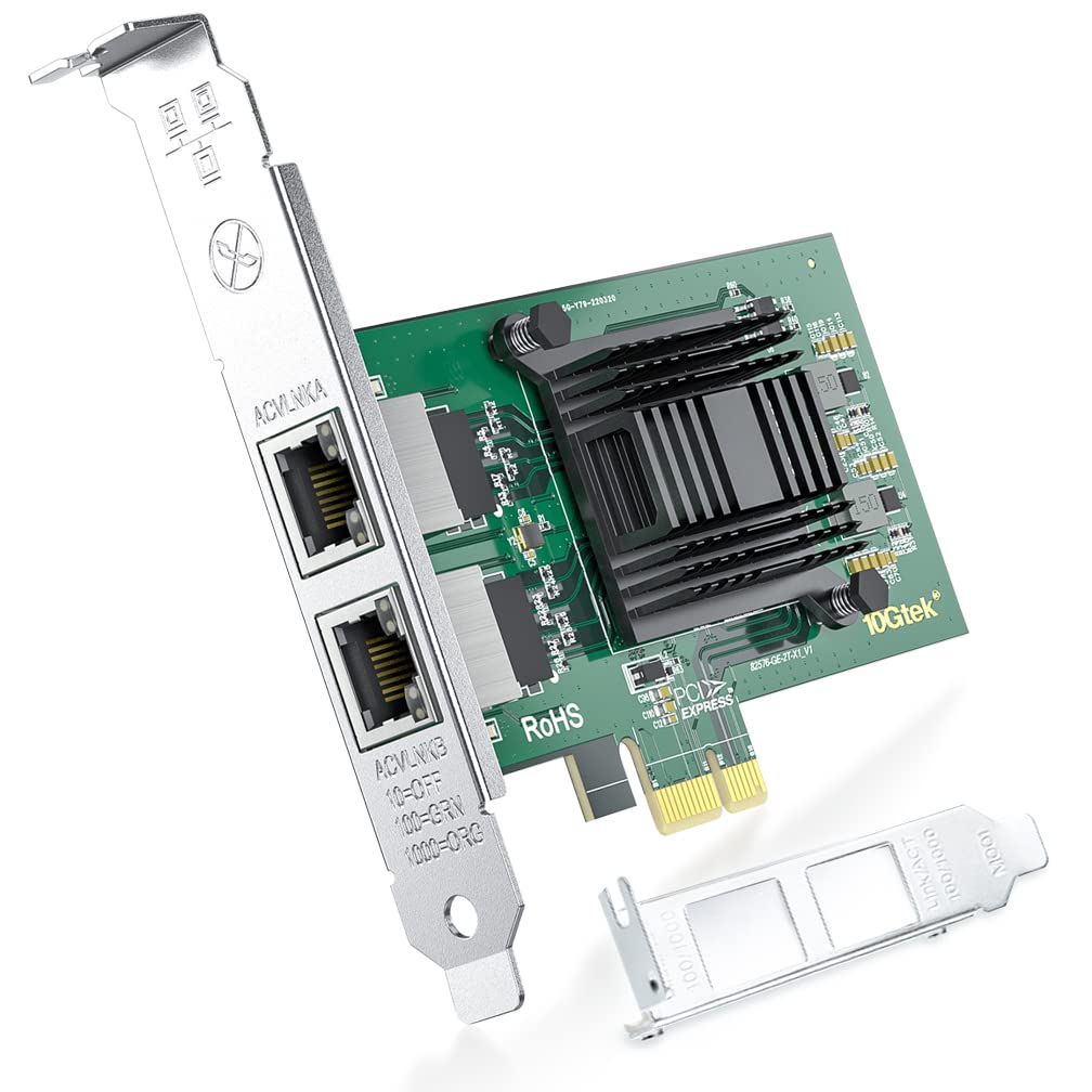 Dual Port Nic, Gigabit Ethernet Converged Network Server Adapter Card With Intel 82576 Controller Chip, Dual Rj45 Copper Ports,