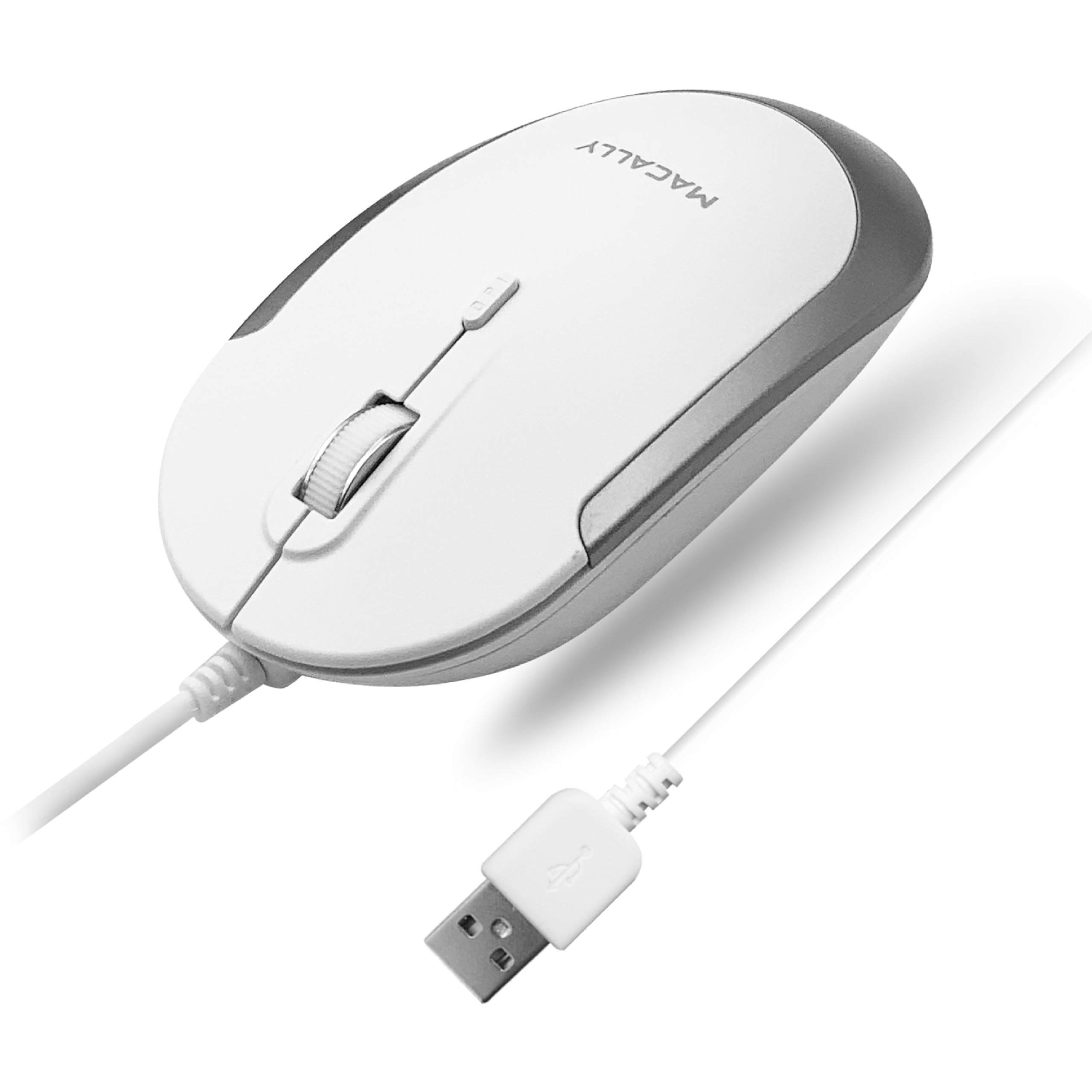 Macally Silent Wired Mouse - Slim & Compact USB Mouse for Apple Mac or Windows PC Laptop/Desktop - Designed with Optical Sensor 