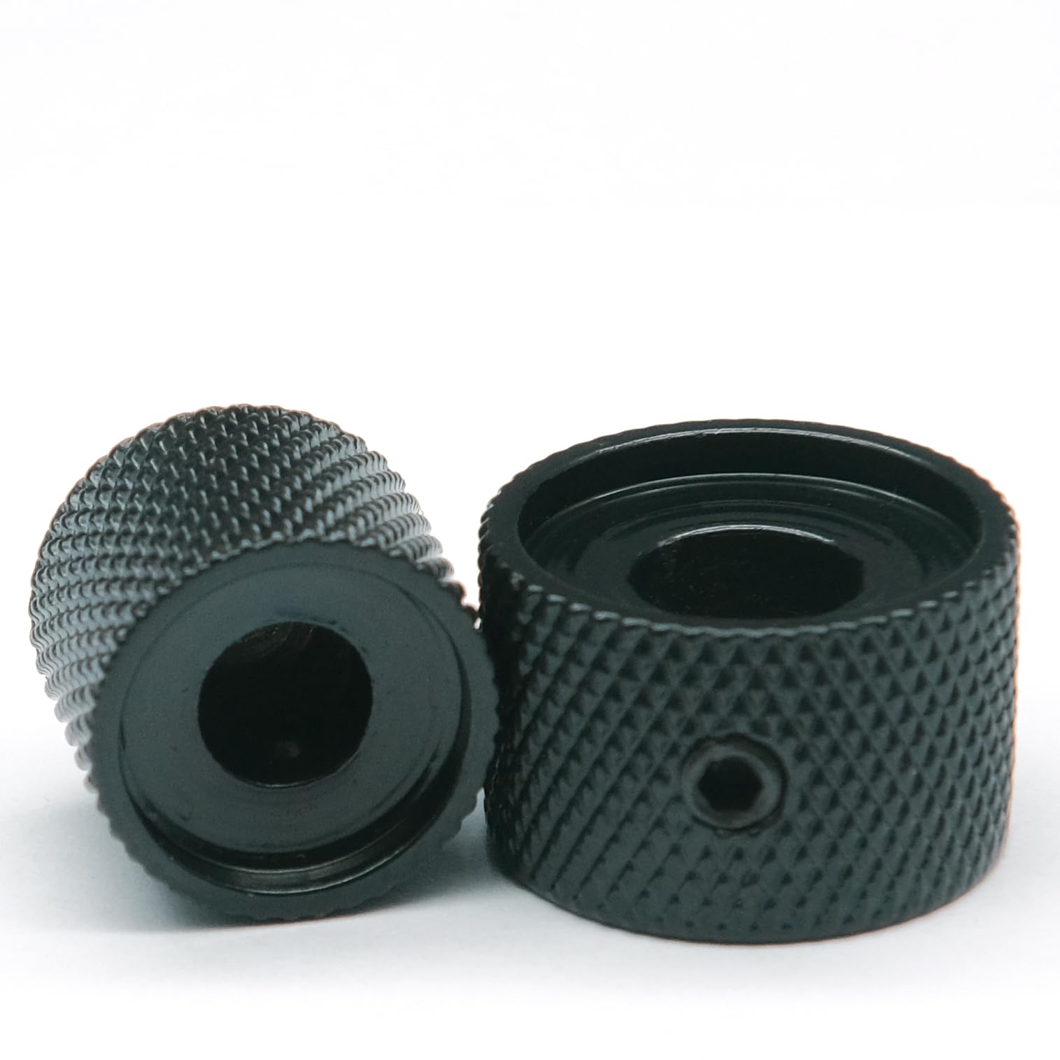 Harpfeas 2Pcs Guitar Dual Concentric Stacked Control Knobs Sets Metal With Wrench Replacement For Electric Guitar Bass (Black)