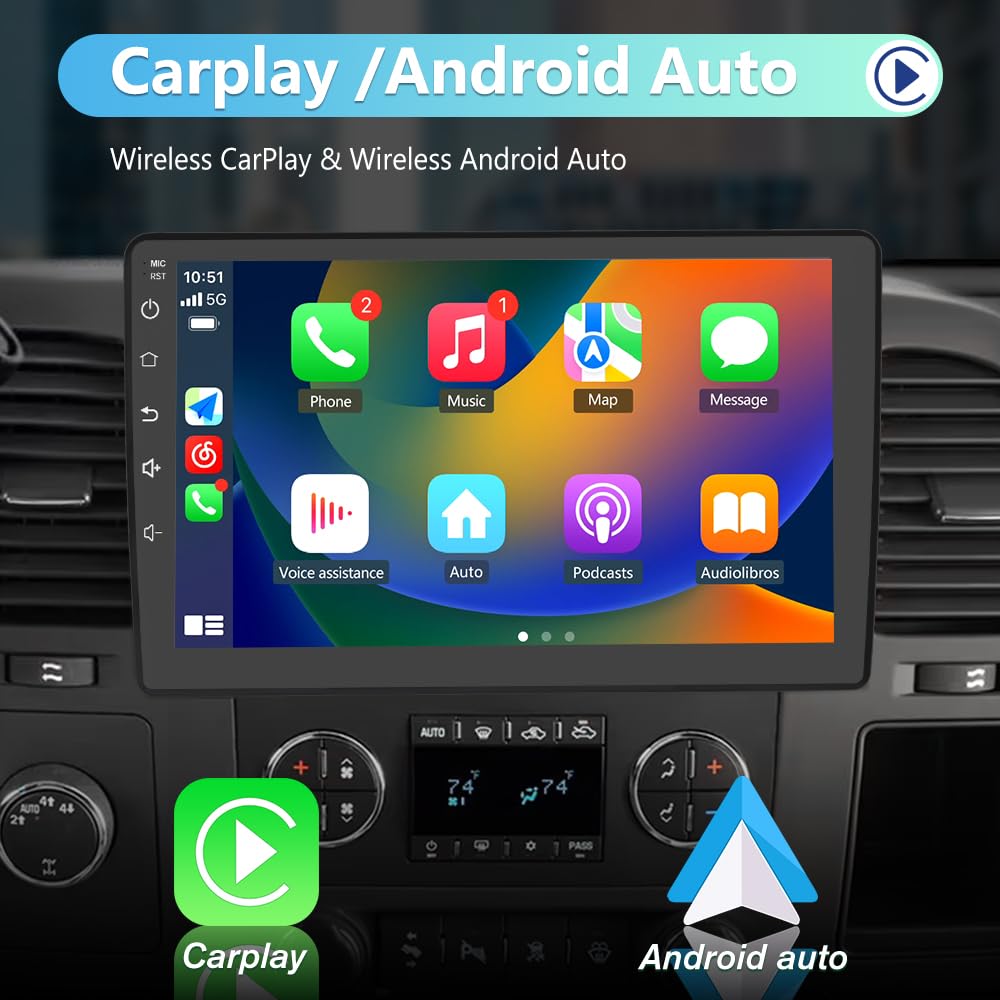 Android 13 [2Gb+64Gb] Car Radio Stereo Compatible For Chevy Chevrolet Silverado Tahoe Equinox Gmc Sierra Yukon With Wireless Car