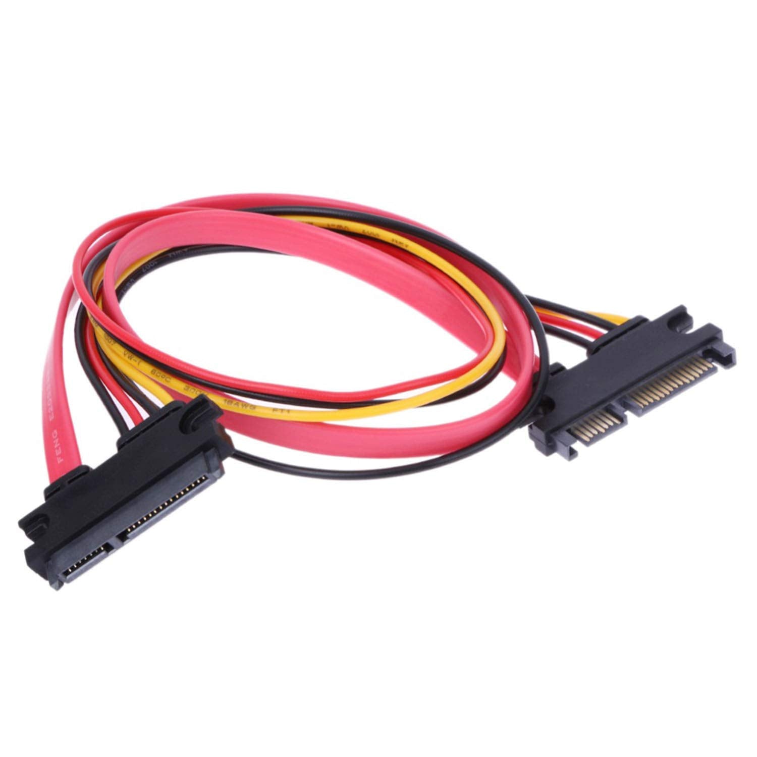 Rlecs 2 Pack 50Cm Sata Power Cable 22Pin (7+15) Male Plug To 22 Pin Female Jack Connector Sata Serial Ata Data Power Combo Exten