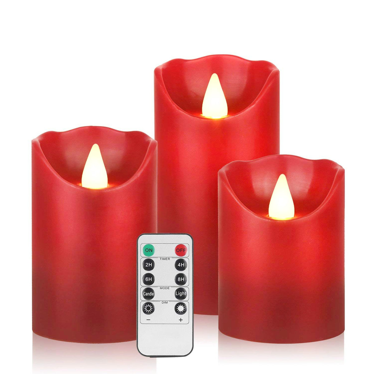 Biyanuo Flameless Battery Operated Led Candles With10Key Button Remote Control 24-Hour Timer Set Of 3 Electric Flickering Pillar