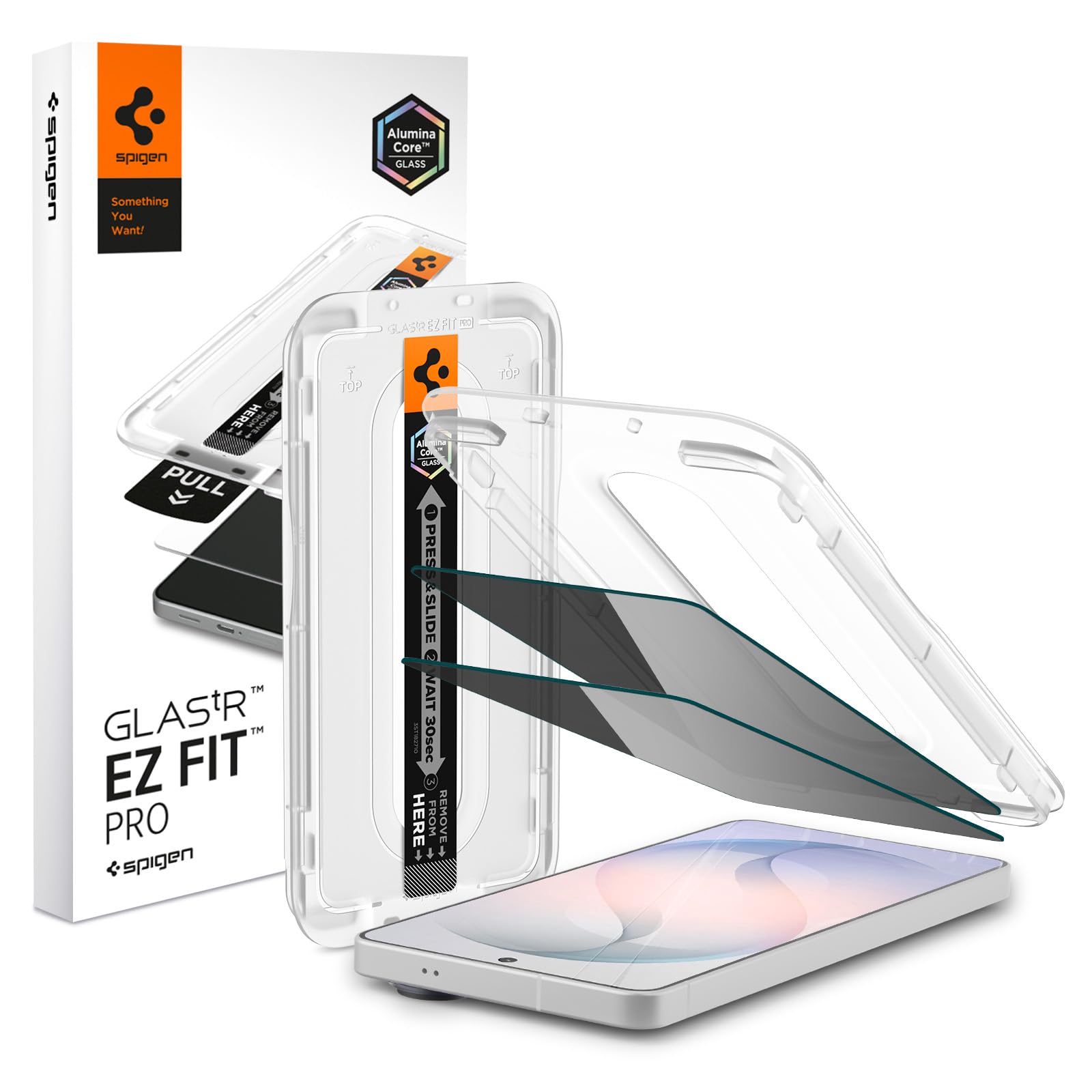 Spigen AluminaCore Tempered Glass Screen Protector [Glas.tR EZ Fit - Privacy] designed for Galaxy S26 [2 Pack] 10H+ Hardness, Al