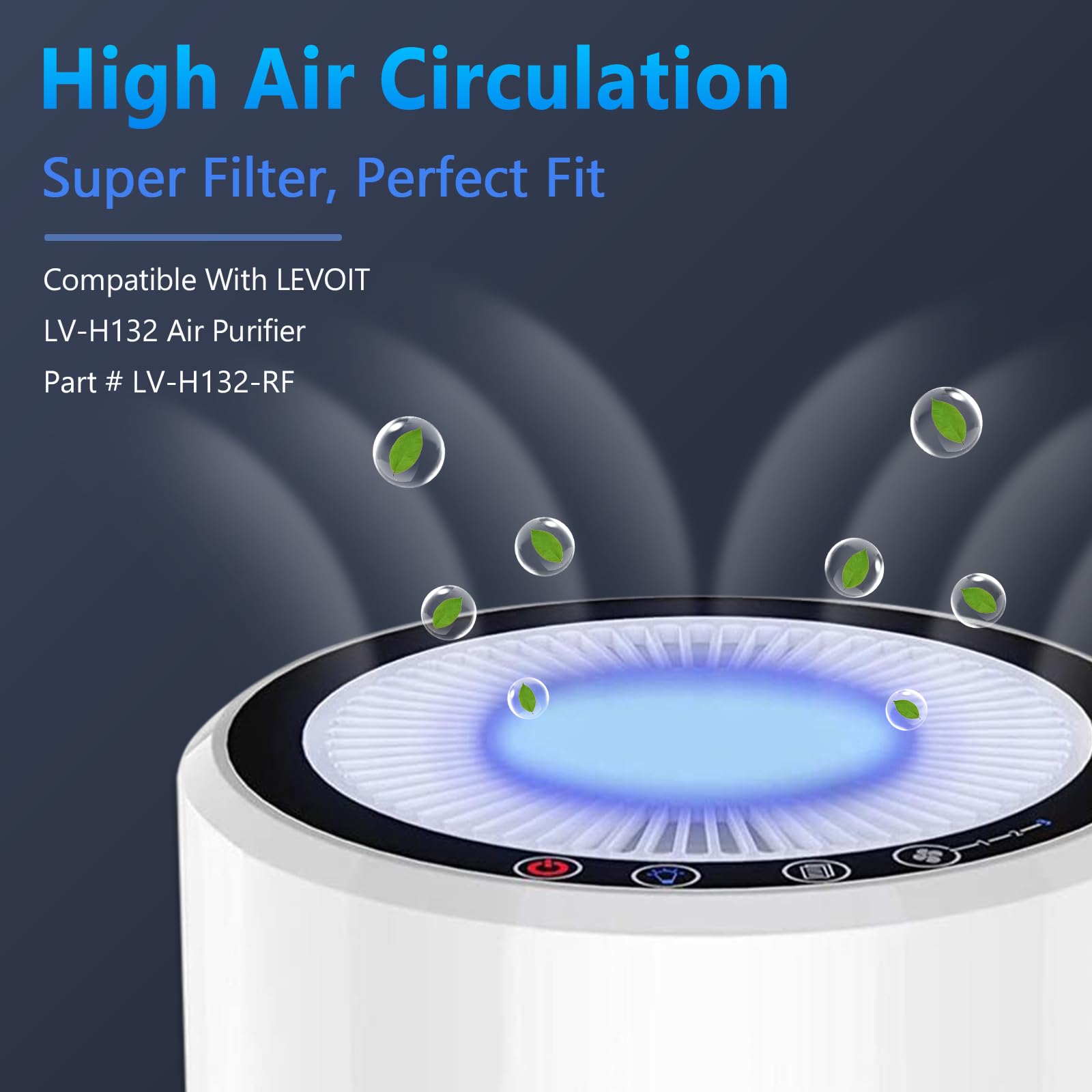 Lv H132 Replacement Filter For Levoit Air Purifier Replacement Filter Lv H132 Rf, 3 In 1 H13 True Hepa Filter Replacement, 4 Pac