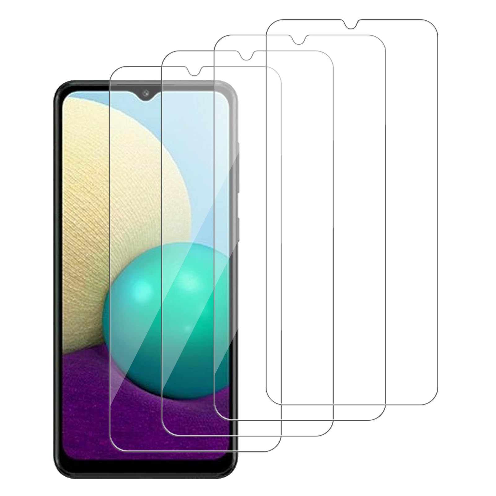 iCsapr 4 Pack Glass Screen Protector Compatible for Samsung Galaxy A02 / A02s / SM-A022F / SM-A025U [9H Hardness]-HD Screen Temp