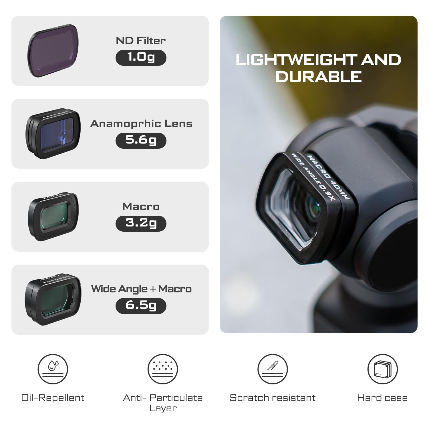 Freewell 2 In 1 Macro & Wide Angle Lens Kit For Pocket 3   Includes Anamorphic Lens, Nd Filters, For Cinematic Photo & Video