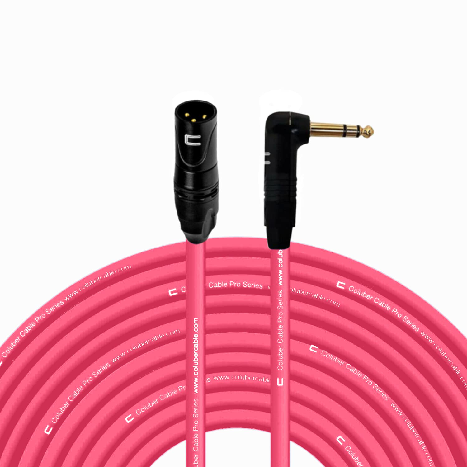 Balanced Xlr Cable Male To Right Angle 1/4'' Trs   150 Feet Pink   Pro 3 Pin Microphone Connector For Powered Speakers, Audio In