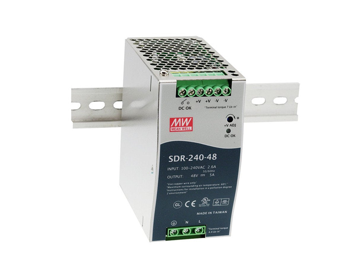 Mean Well Sdr-240-24 Sdr-240 Series 240 W Single Output 24 V Ac/Dc Industrial Din Rail W/Pfc Function - 1 Item(S)