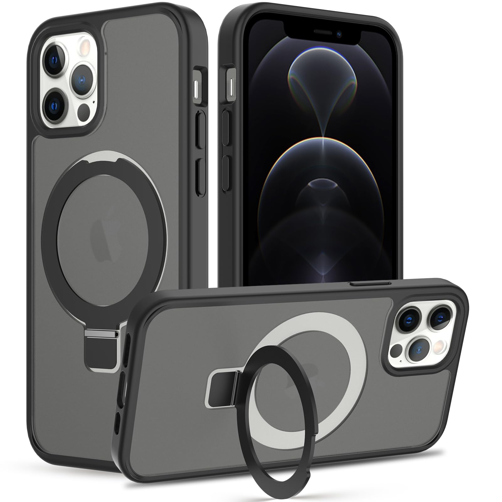 Pinlisheng 2024 Magnetic Stand For 16 Pro Case,Translucent Back Slim Protective Case,Black