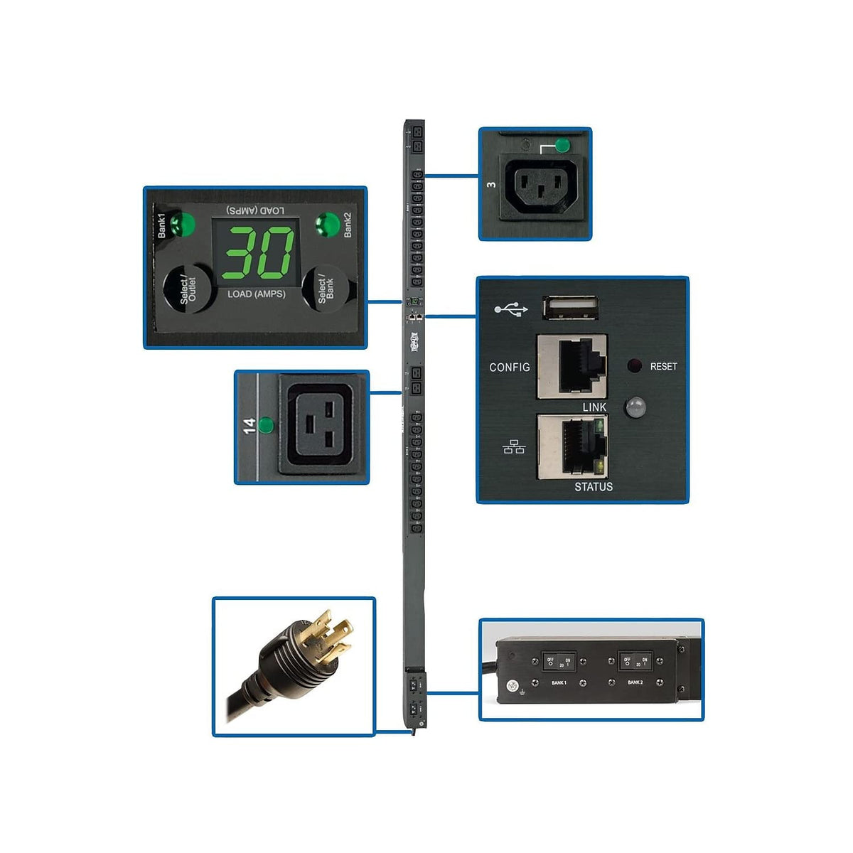 Tripp Lite Pdu Switched 208V / 240V 5/5.8Kw 30A 4 C19; 20 C13 Lx Platform Interface 0Urm Taa (Pdumvr30Hvnetlx)