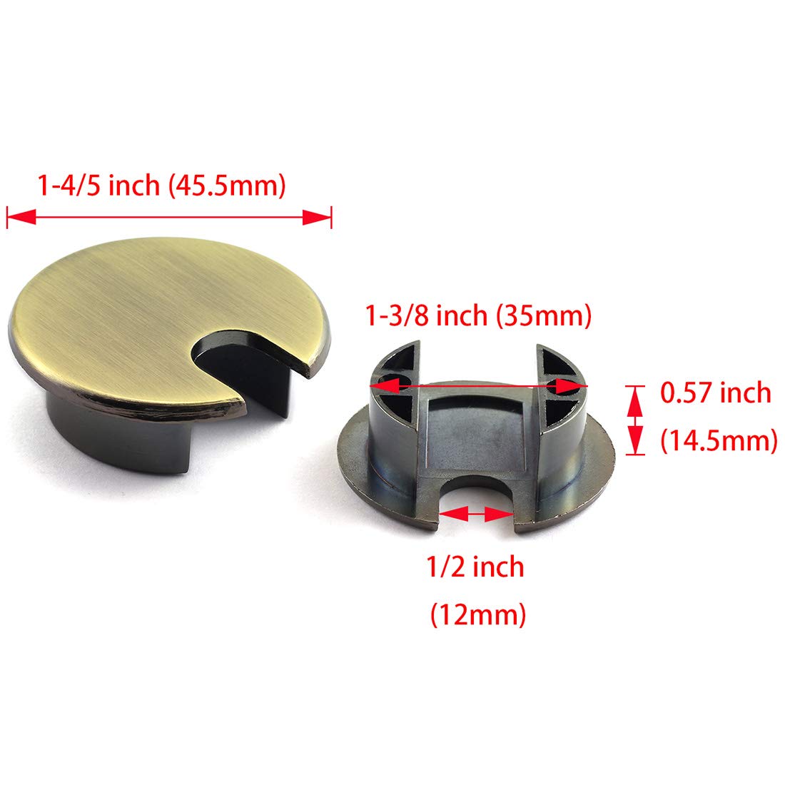 Hj Garden 1Pc 1 3/8 Inch (35Mm) Desk Wire Cord Cable Grommets Hole Cover For Office Pc Desk Cable Cord Organizer Zinc Alloy Cove