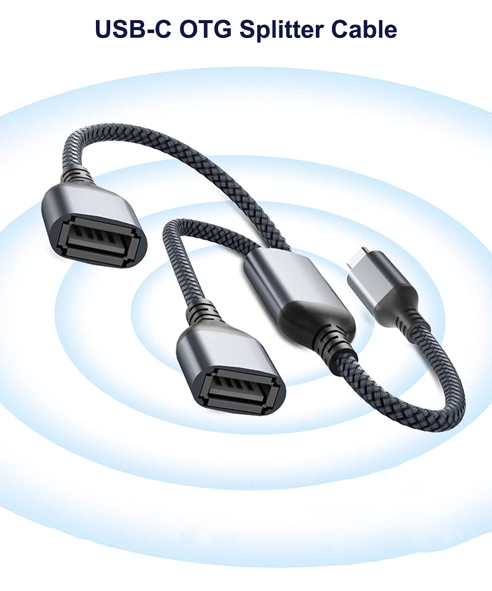 Basesailor Usb C Male To Dual Usb Female Cable Adapter 3.3Ft,Thunderbolt 3 To Double Type A 2.0 Otg Splitter Cord Converter For