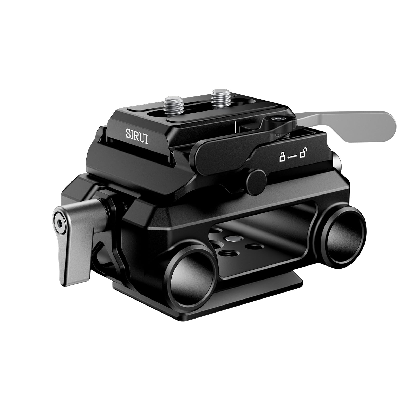 Sirui 15Mm Rail Support System With Quick Release Plate, Camera Baseplate With Dual 15Mm Rod Clamps For Tripod, Shoulder Rig, Follow Focus, Am Qa Lr