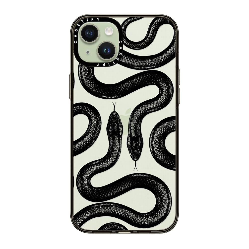 Casetify Compact Case For Iphone 15 Plus [2X Military Grade Drop Tested / 4Ft Drop Protection]   Black Kingsnake   Clear Black