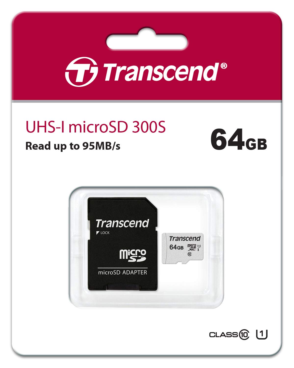 Transcend 64Gb Microsdxc Uhs I Class 10 U1 Memory Card With Adapter (Ts64Gusd300S A)