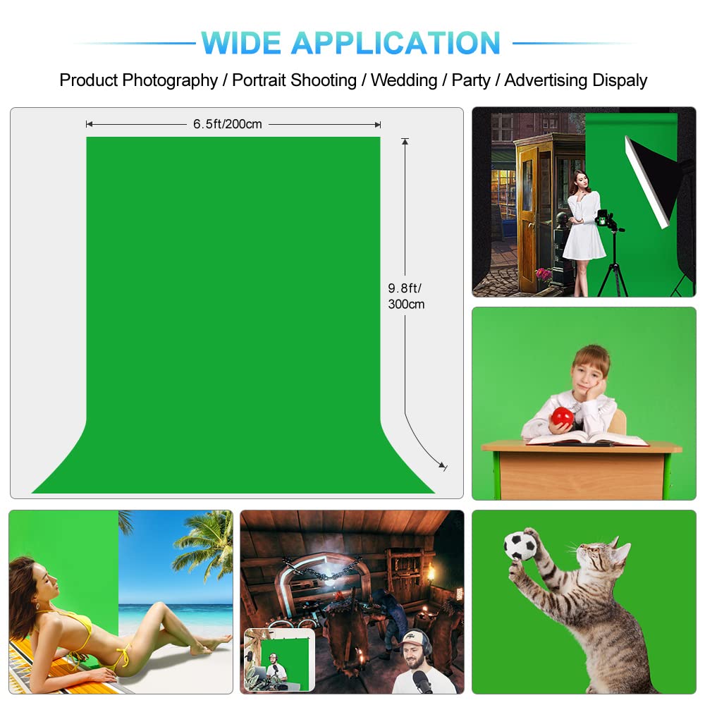 Jebutu Green Screen Backdrop With Stand For Streaming, 6.5X 10Ft (Wxh) Protable Green Screen With 6.3 X 6.5 Ft Stand Kit, Greens