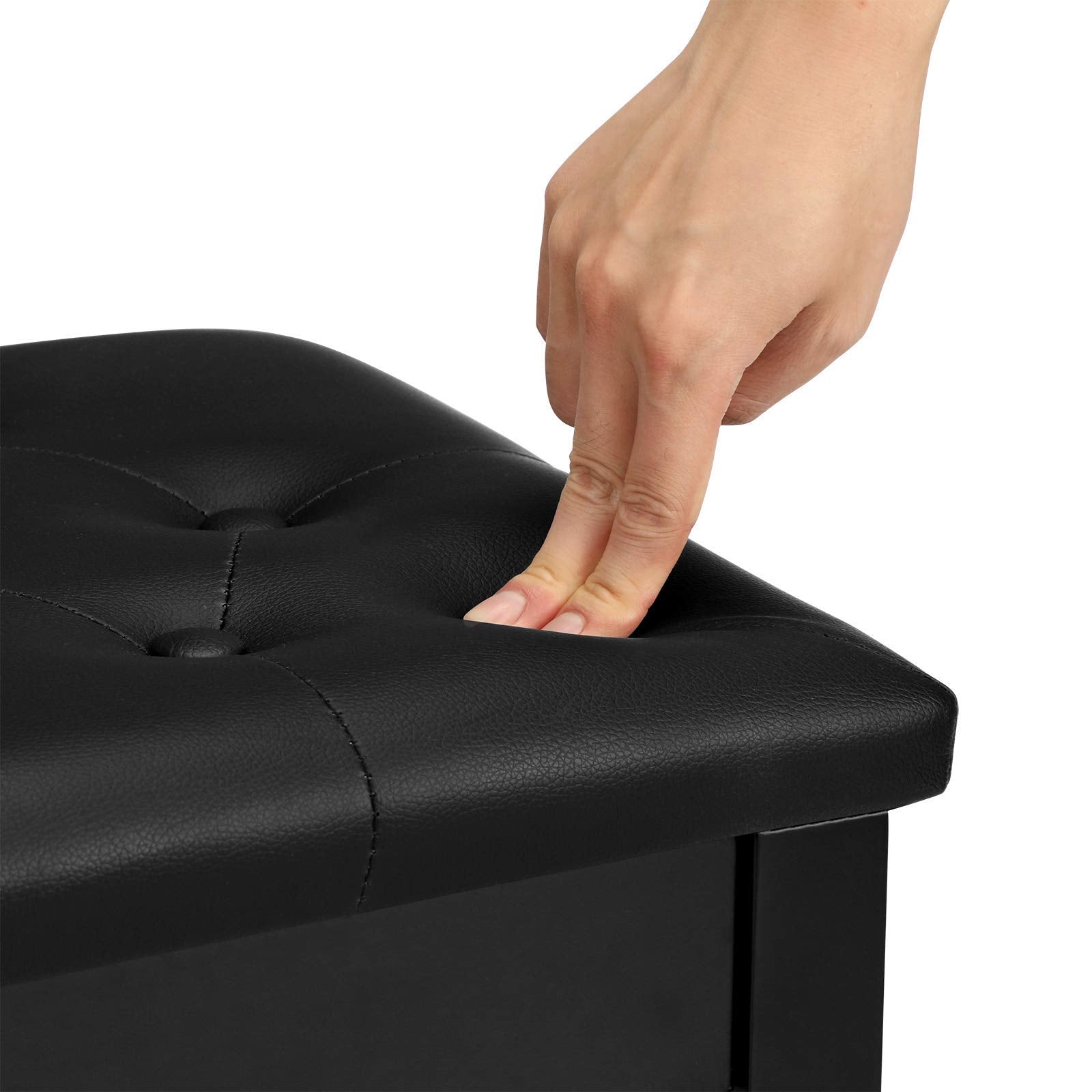 Songmics Duet Piano Bench With Padded Cushion And Storage Compartment For Music Books, Tufted Wooden Seat, Black Ulpb074B01