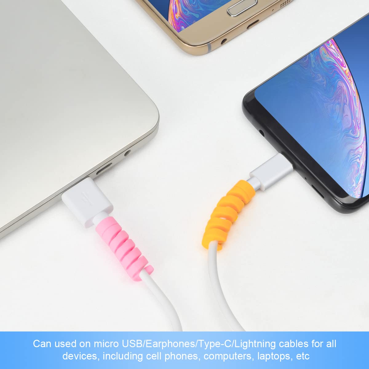 25 Pieces Charger Cable Saver, Seminer Flexible Silicone Micro Usb Protector, Mouse Cable Protector Suit For All Cellphone Data