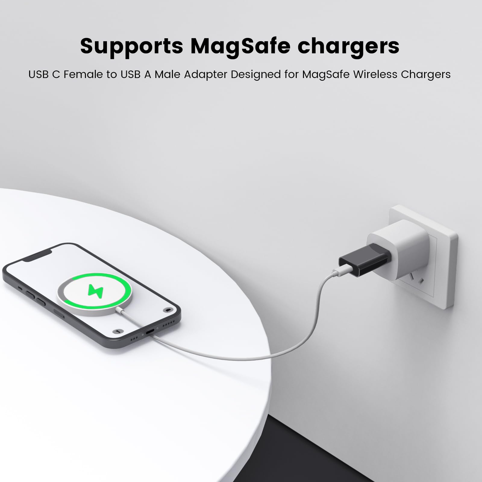Moswag Usb To Usb C Adapter, Usb C Female To Usb Male Adapter Compatible With Apple Magsafe Watch 9/8/7/Se/Ultra, For Iphone 15 14 13 12 Mini Pro Max,Ipad,Galaxy Note,Pixel,Carplay,Wall Plug