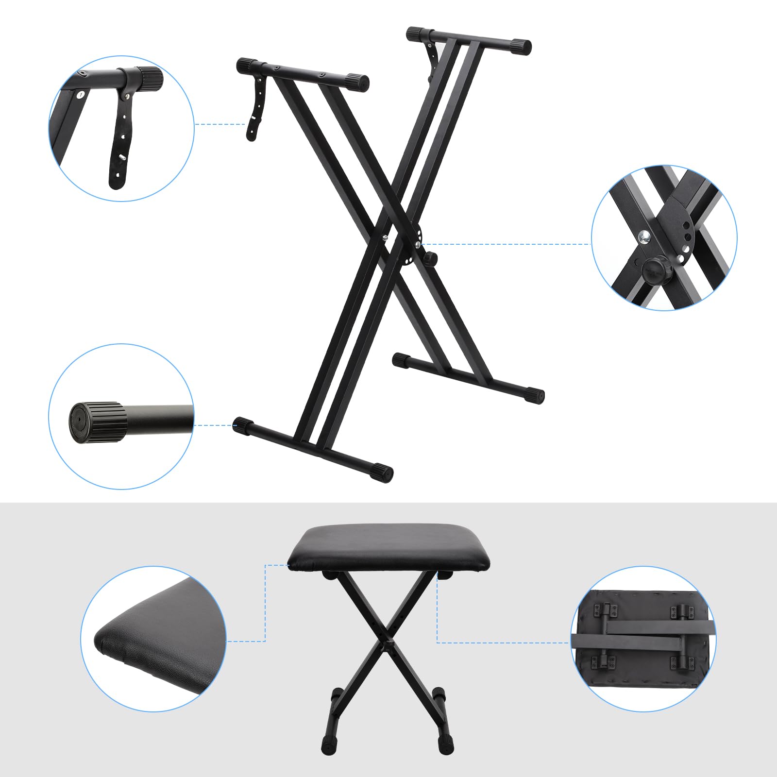 Jdfdexc Keyboard Stands And Bench Setable & Portable Digital Piano Stand With Locking Straps
