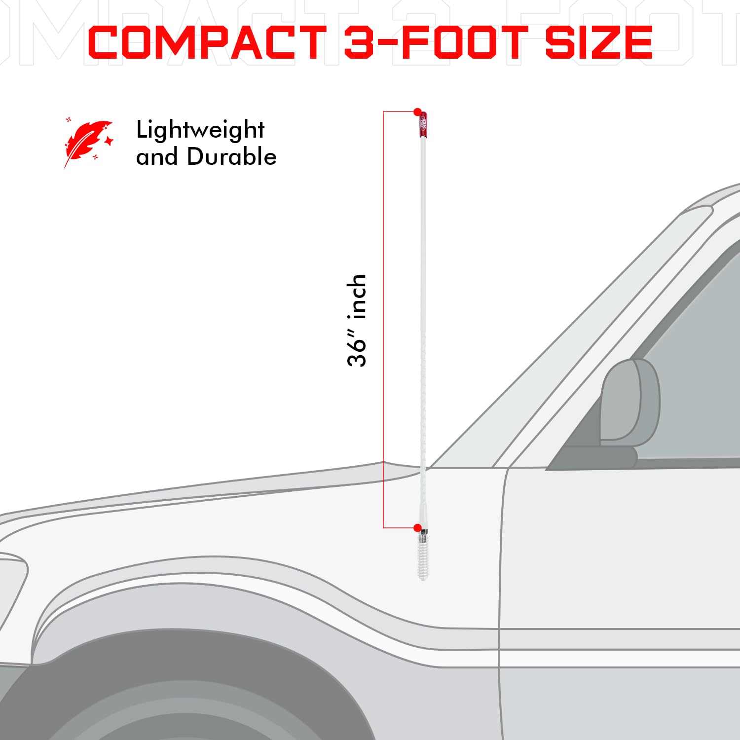 Prostick 3 Foot Fiberglass 1000 Watt   White Cb Radio Antenna