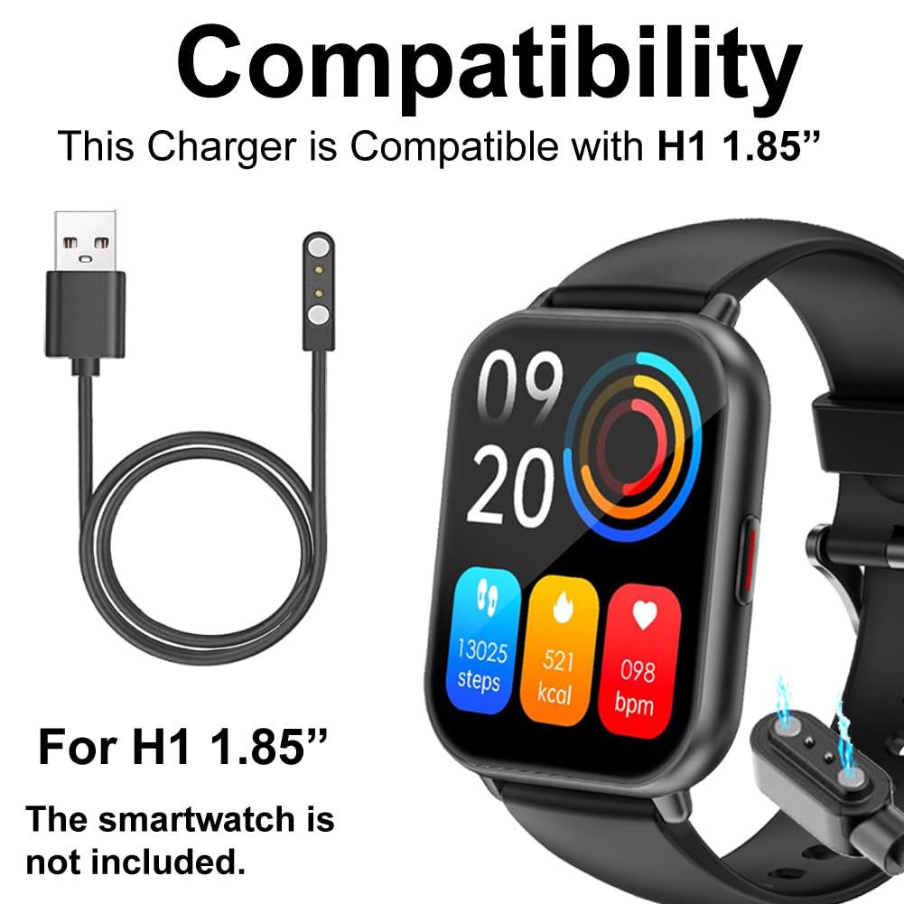 Smaate Smart Watch Cables Compatible With Ruimen H1 1.85 Inches Smartwatch, 2 Pcs