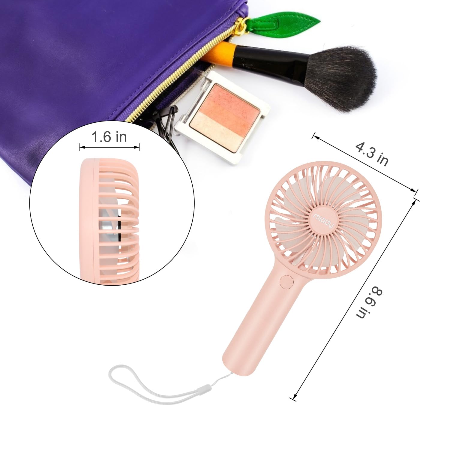 2 Pack Upgraded 5000Mah Portable Handheld Fan 3 Speed Mini Usb Strong Wind 7 20 Hours Runtime Personal Electric For Travel Office Outdoor (Cream Blue+Pink)