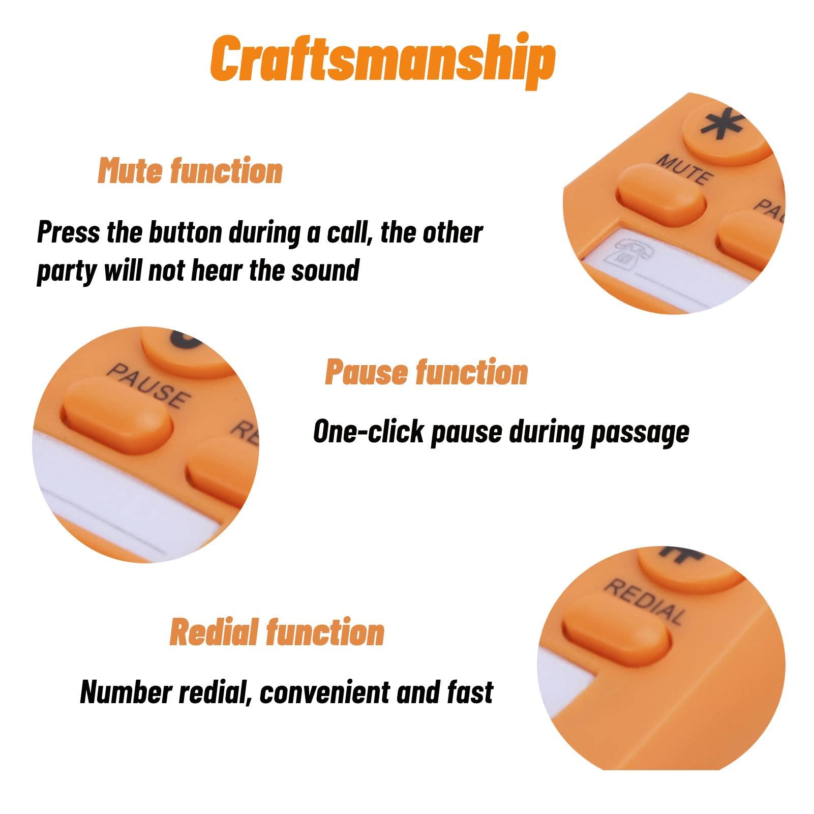 Wired Desk Phone,Wall Mounted Phone,Portable Thin Phone,Exquisite Workmanship,Abs Retro Landline Phone, Suitable For Home, Offic