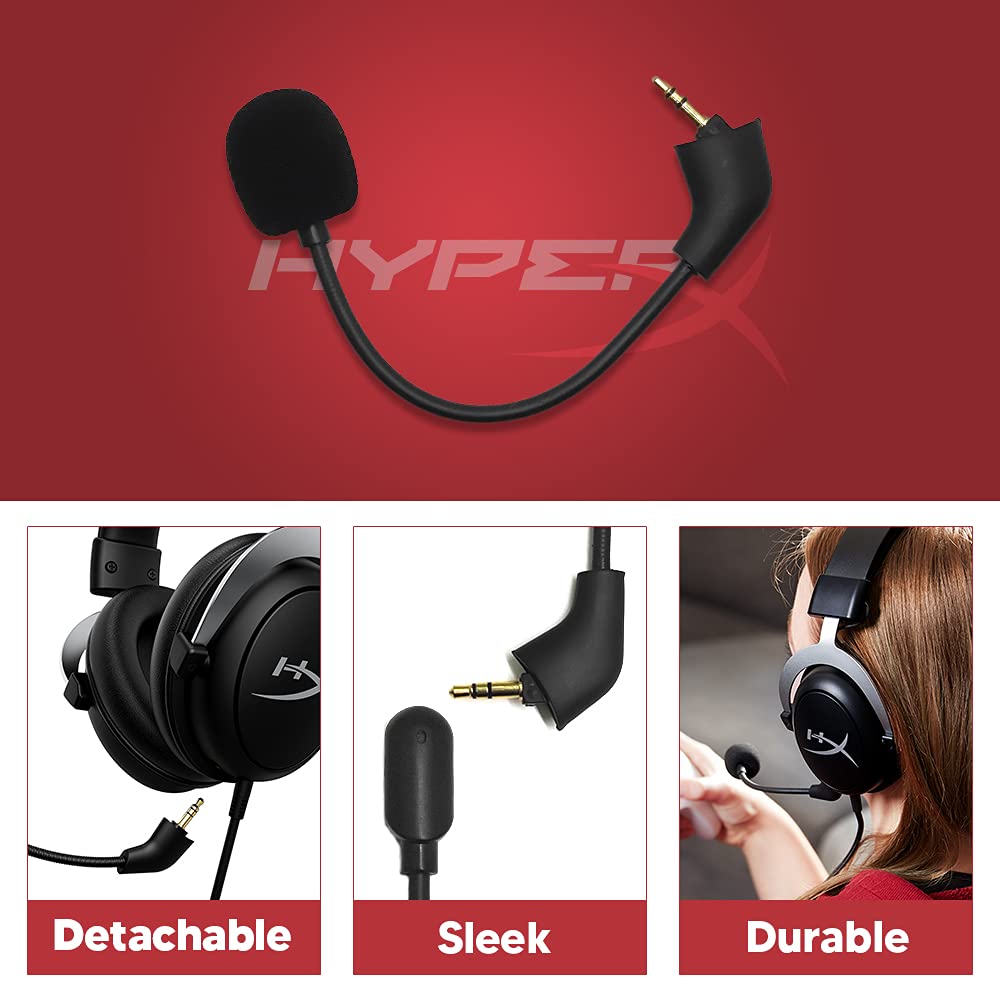 BUTIAO Cloud 2 Mic Replacement - 3.5mm Boom Microphone for Kingston HyperX Cloud 2, PS4, Xbox One, Nintendo Switch - Black, Old Version