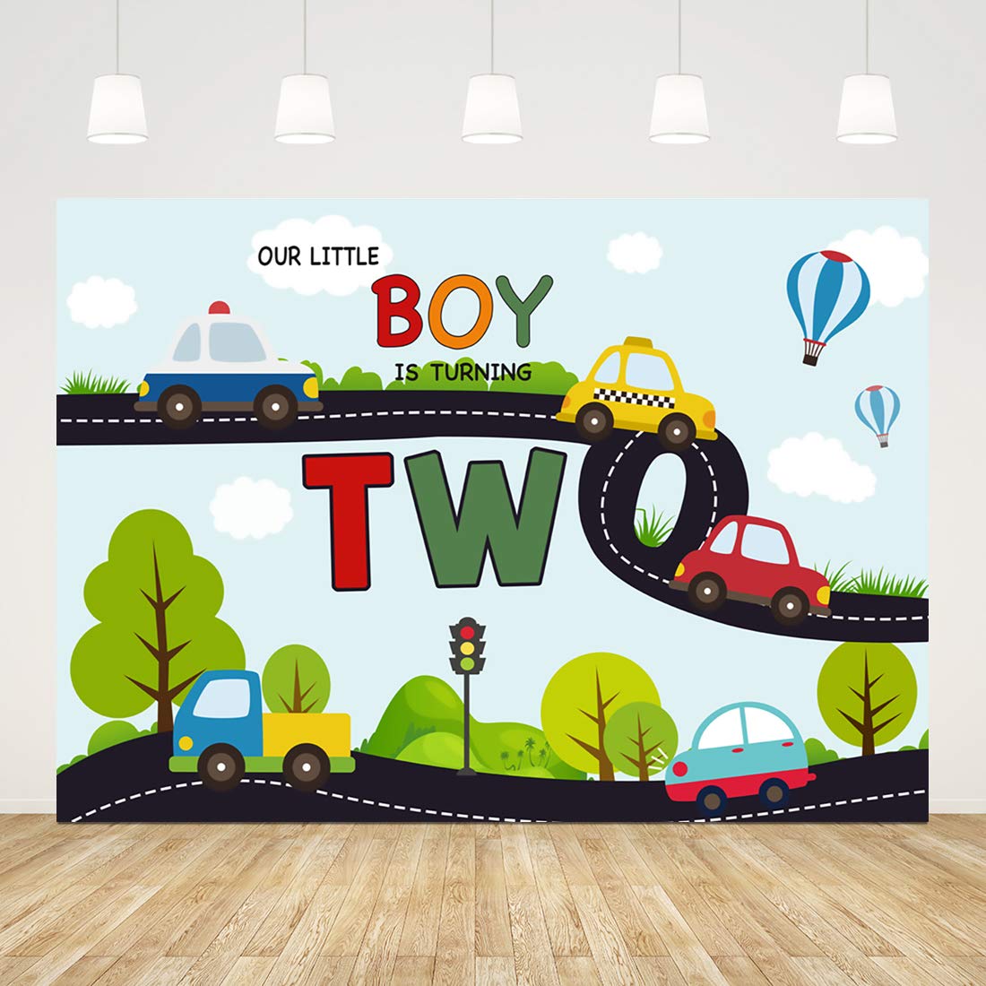 7X5Ft Happy Birthday Backdrop For Kids Transportation 2Nd Birthday Background For Boy Car Transportation Birthday Party Supplies For Boys Girls Birthday Photo Booth Props Cake Table Decorations