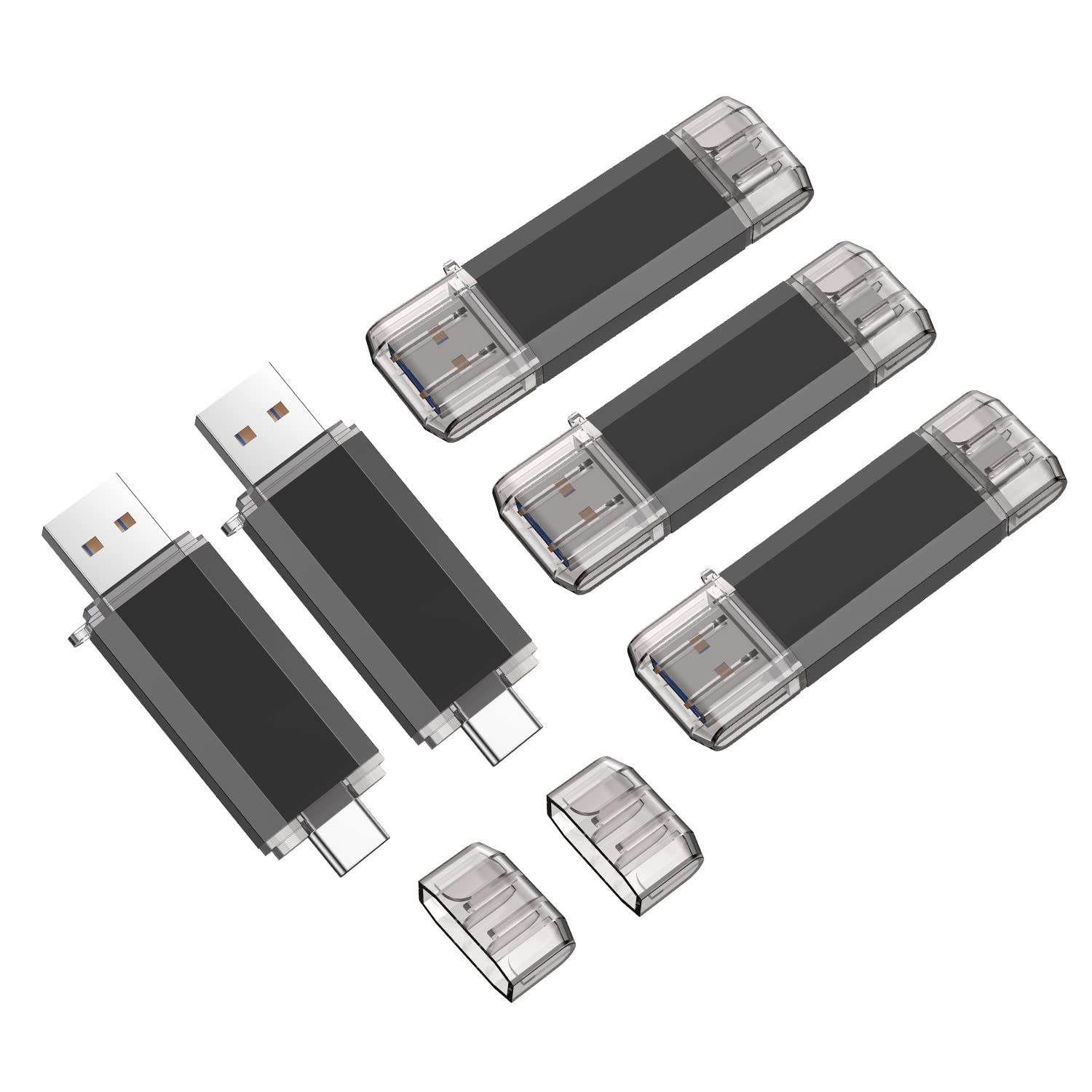 Vansuny 5 Pack 64Gb Usb C Flash Drive 2 In 1 Otg Usb 3.0 + Usb C Memory Stick With Keychain Dual Type C Usb Thumb Drive Photo St