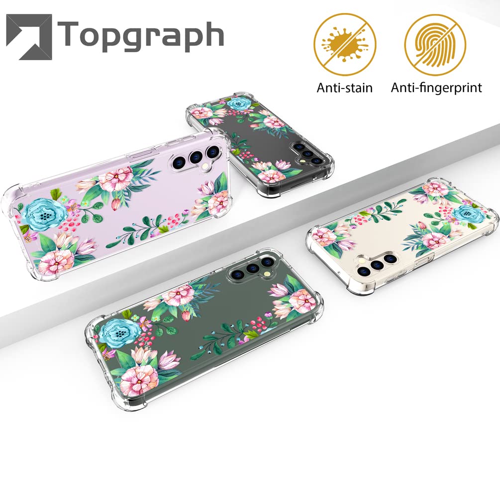 Topgraph Case Flower Floral Cute Clear For Women Girly Designer Girls For Galaxy S23, Protective Transparent Phone Case Flower D
