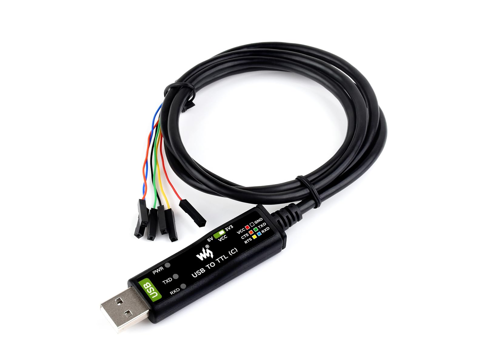 waveshare Industrial USB to TTL 6pin Serial Adapter Cable, USB to TTL (C) Converter Onboard FT232RNL Chip,Compatible with Win11/