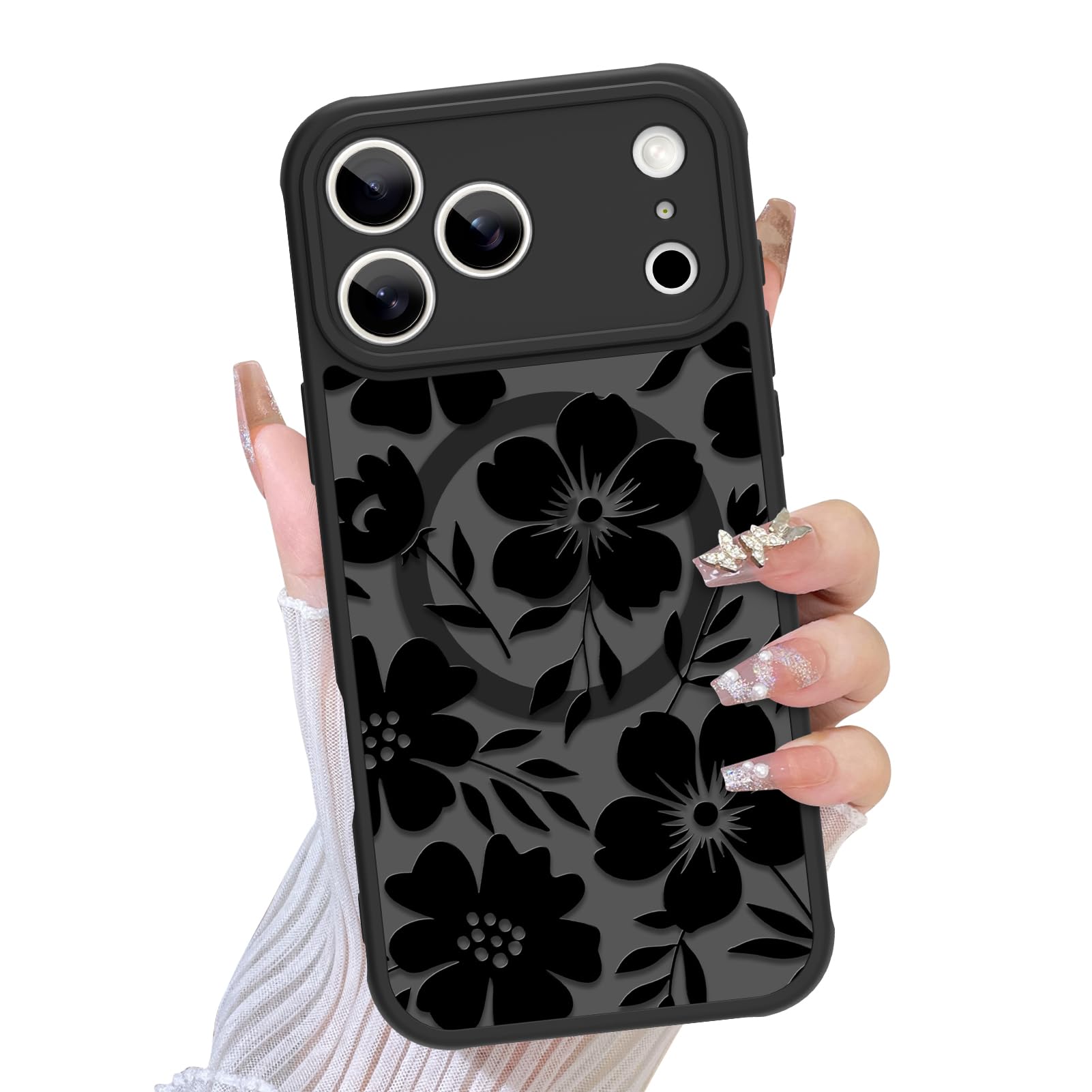 TEAUGHT Compatible with iPhone 17 Pro Max Case 2025 Support for MagSafe Cute Pattern Floral Flower Camera Protection Matte Skin-
