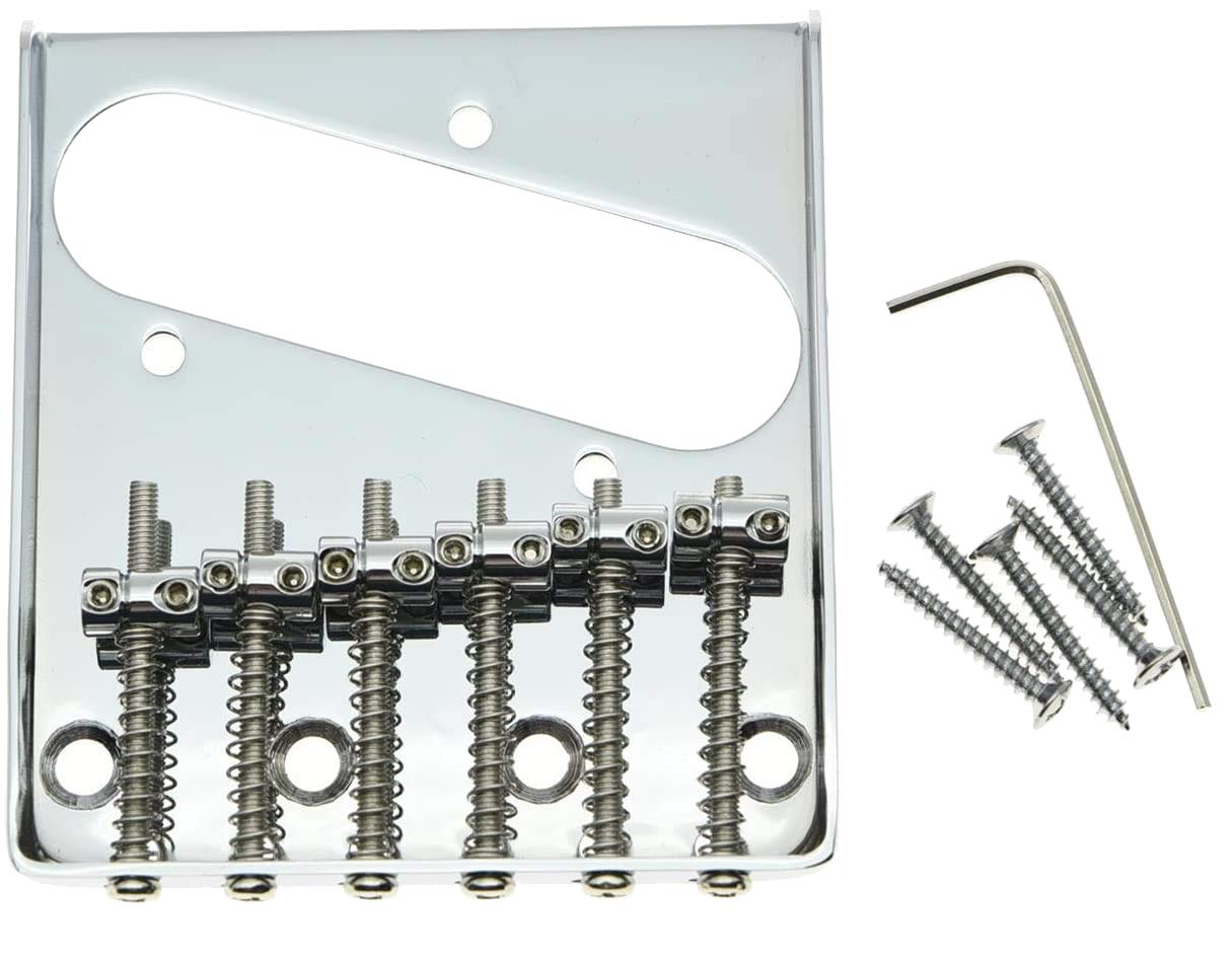 KAISH Chrome Vintage Tele Ashtray Electric Guitar Bridge with 6 Saddles for Telecaster