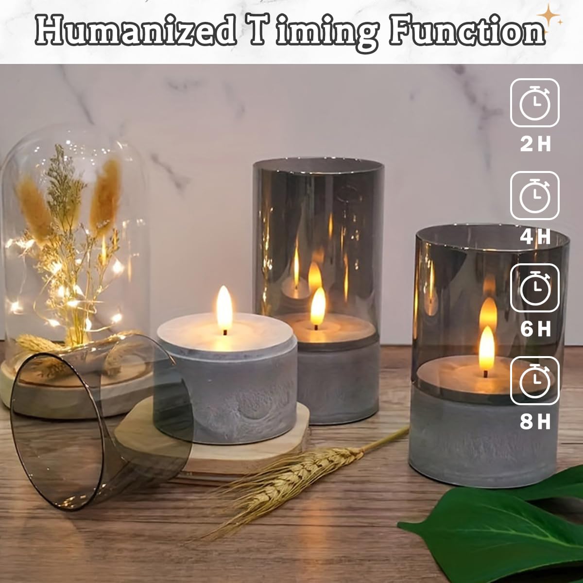 Ledholyt Rechargeable Flameless Candle, Flashing Led Pillar Real Wax Candle With Remote Control And Timer, Simulated Wick, Gray