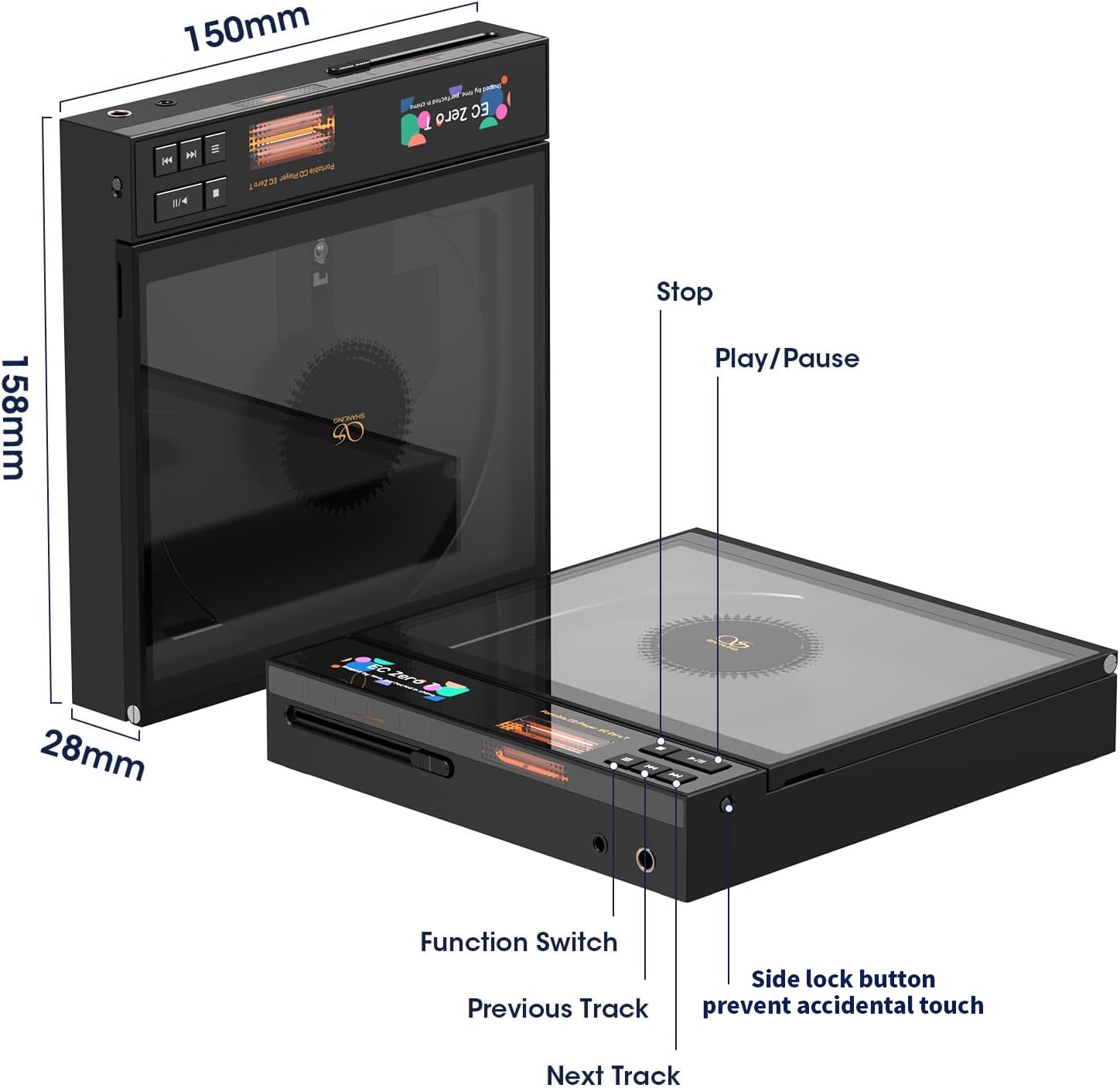 Shanling Ec Zero T Portable Hifi Cd Player,The First R2R Dac+Dual Jan6418 Tubes Cd Player,768Khz/32Bit,Dsd512,Support Hd Bluetoo